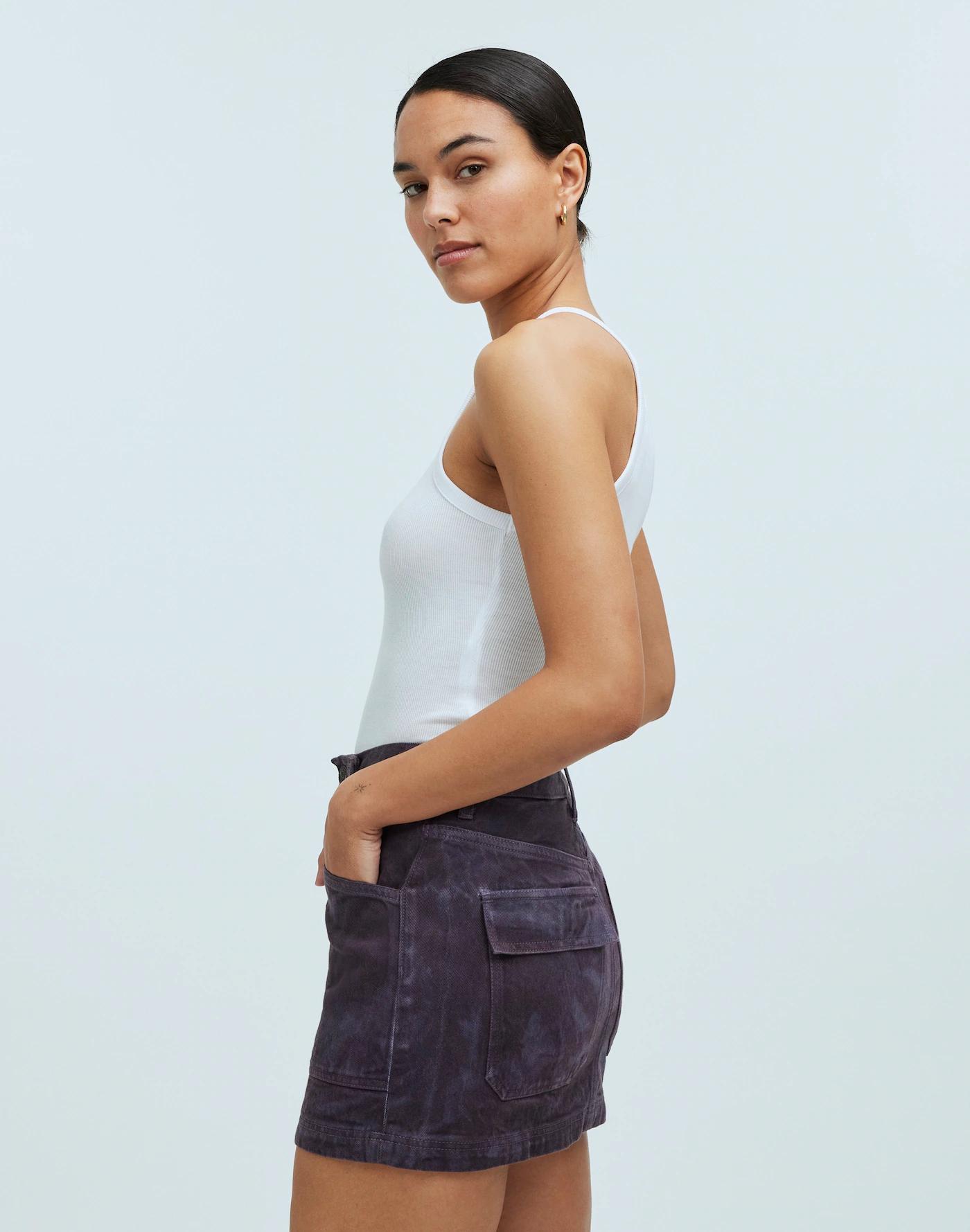 Madewell x MN Dye Studio Denim Patch-Pocket Micro Mini Skirt Product Image