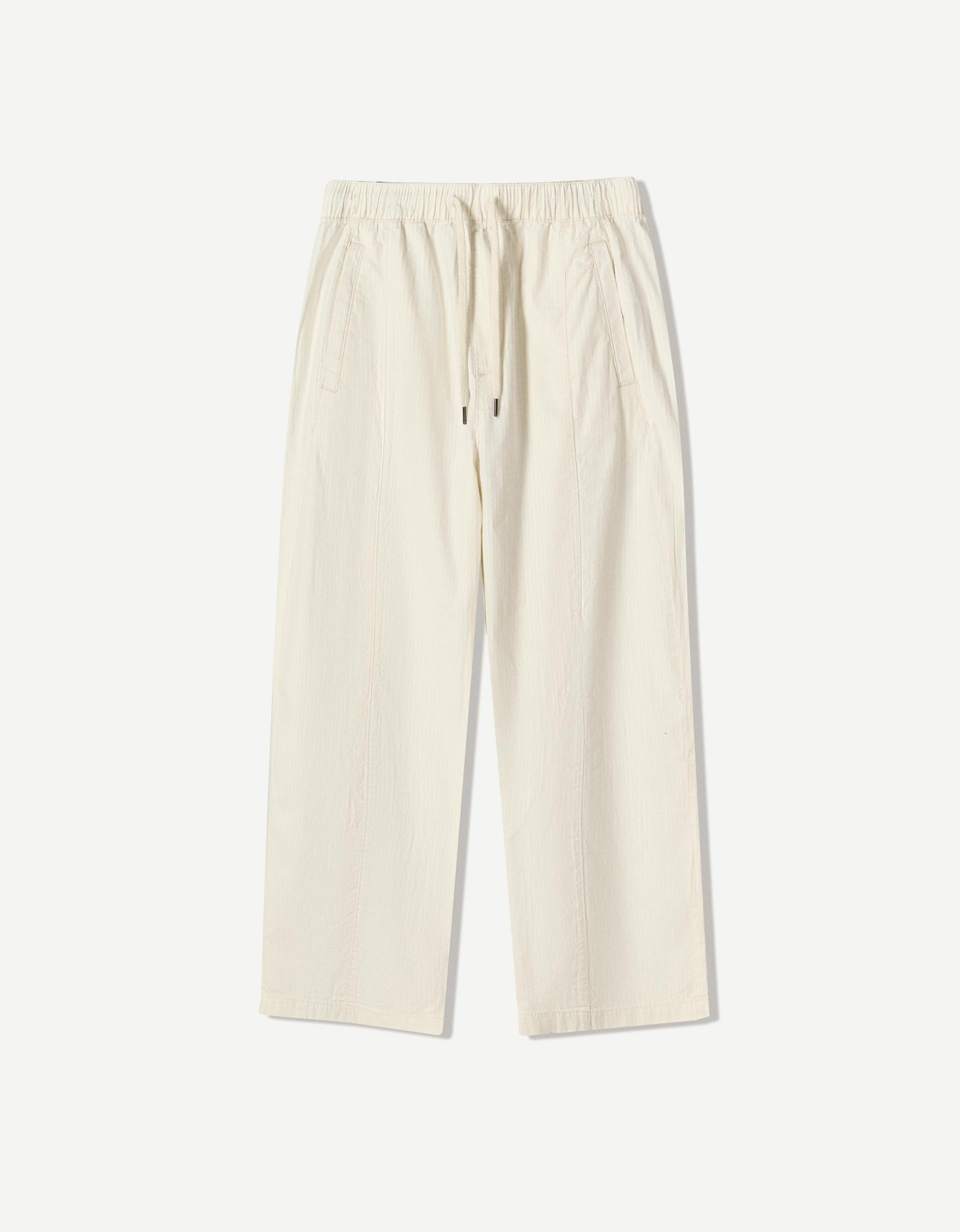 Super baggy fabric striped pants Product Image