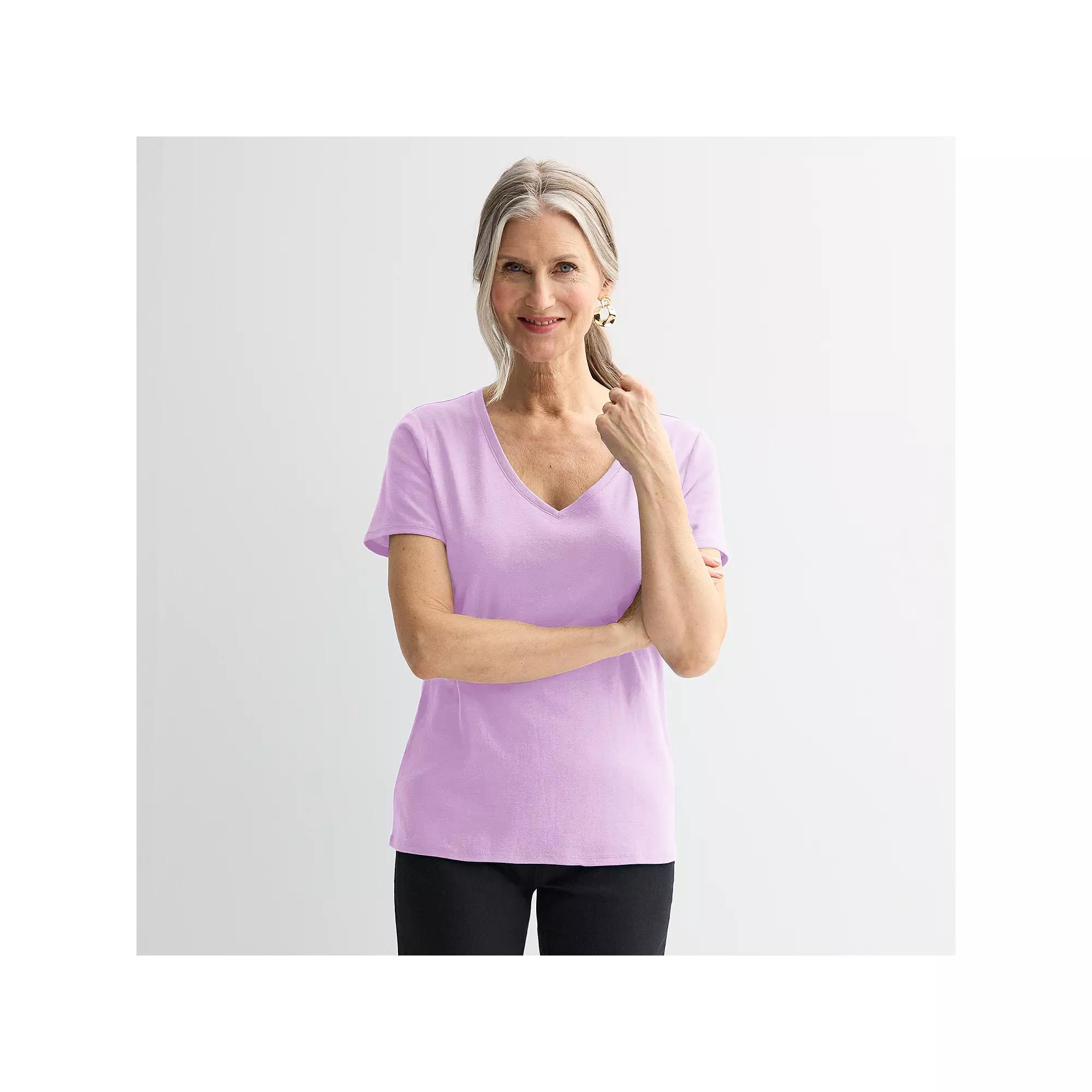 Women's Croft & Barrow® Essential V-Neck Tee, Size: XXL, Vast Purple Product Image