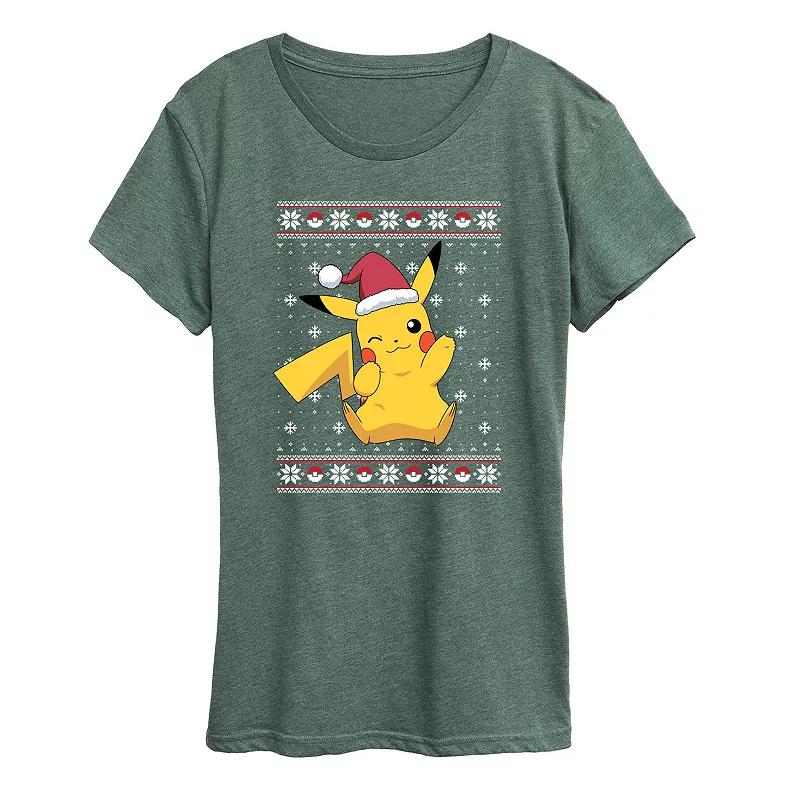 Women's Pokemon Pikachu Sweater Pattern Tee,  Product Image
