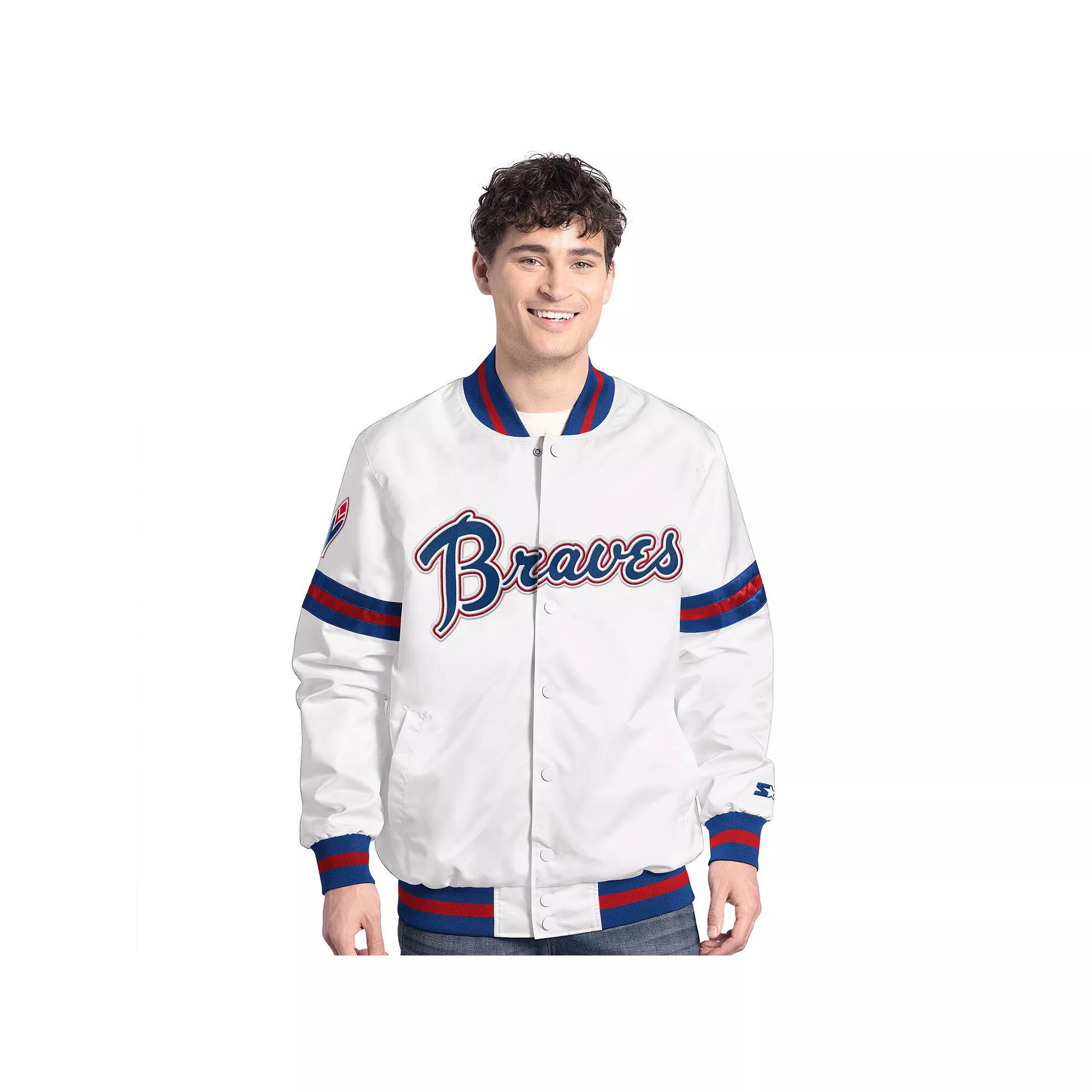Men's Starter White Atlanta Braves Cooperstown Scout Full-Snap Varsity Jacket,  Product Image