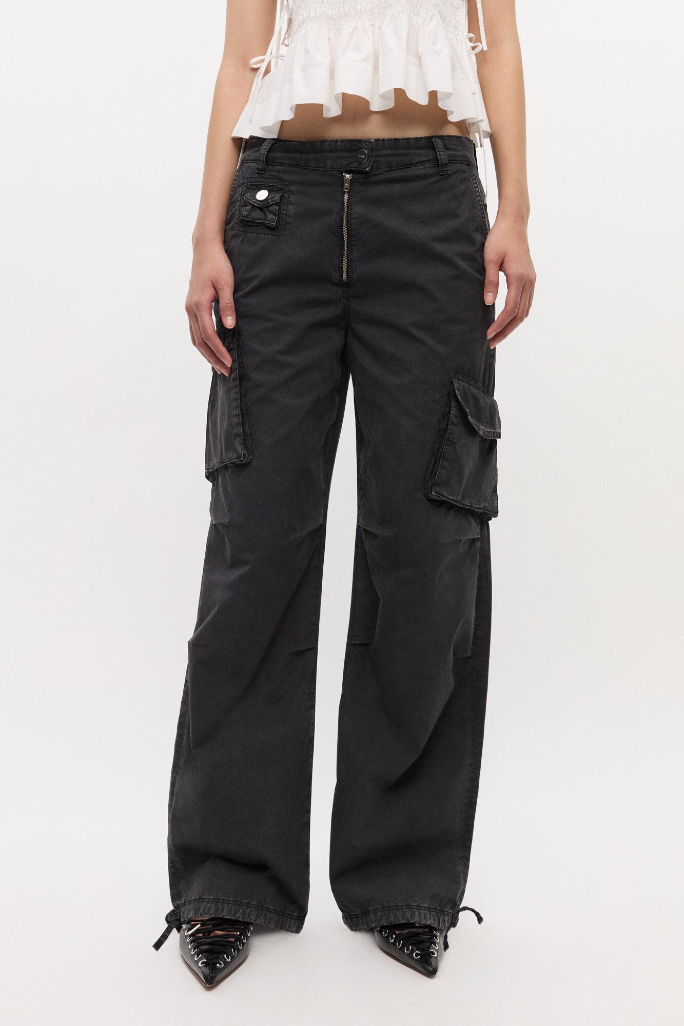 Black Washed Twill Pants Product Image