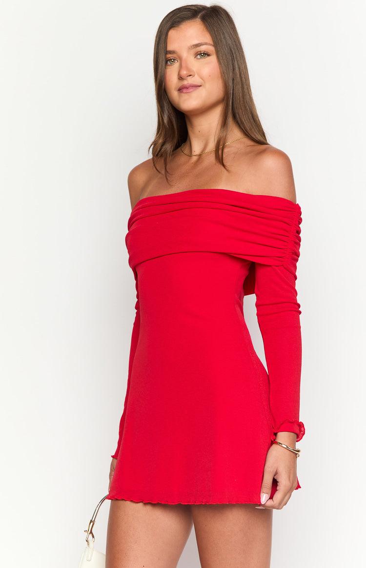 Mary Red Long Sleeve Mini Dress Product Image