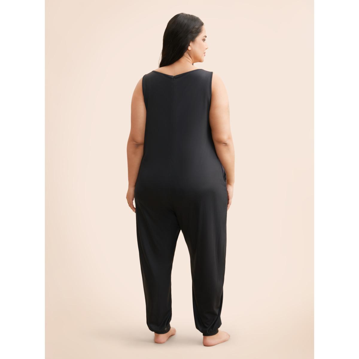 Plus Size Blush Skeleton Printed Off-Sleeves Jumpsuit Women Cocktail Sleeveless U-neck Party Loose Jumpsuits BloomChic 30/6X Product Image