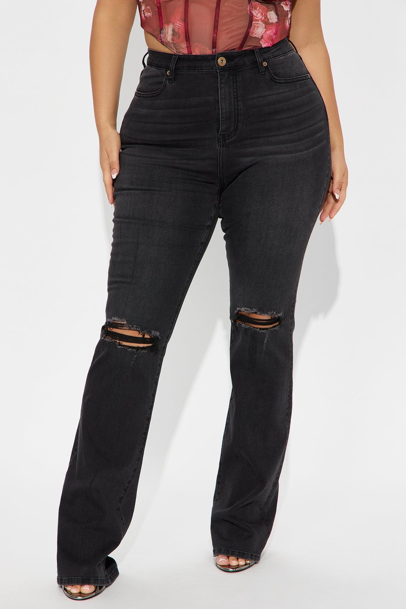 Tall Jessie Mid Rise Distressed Bootcut Jean - Black Product Image