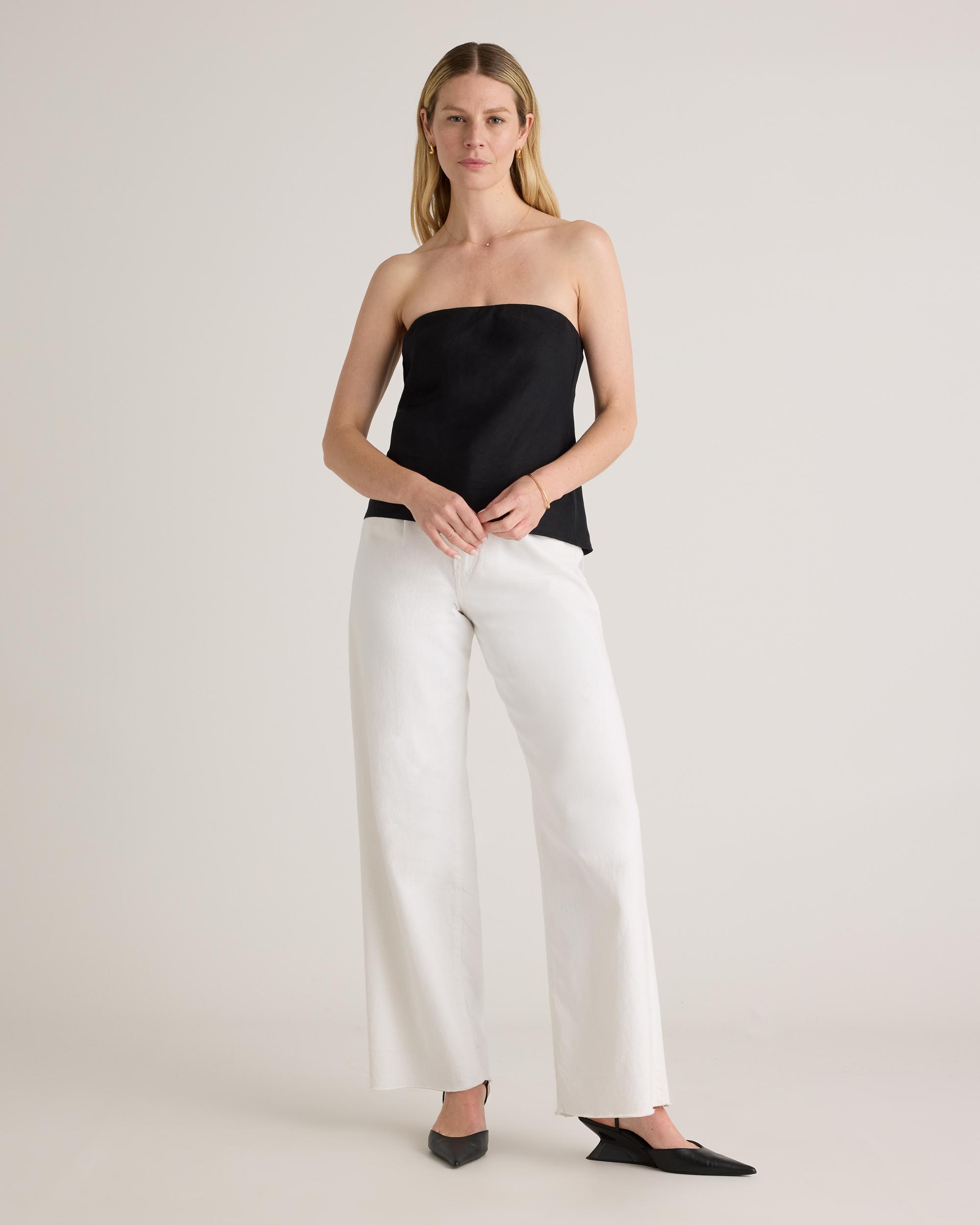 Quince | Women's 100% European Linen Strapless Top Size XL Product Image