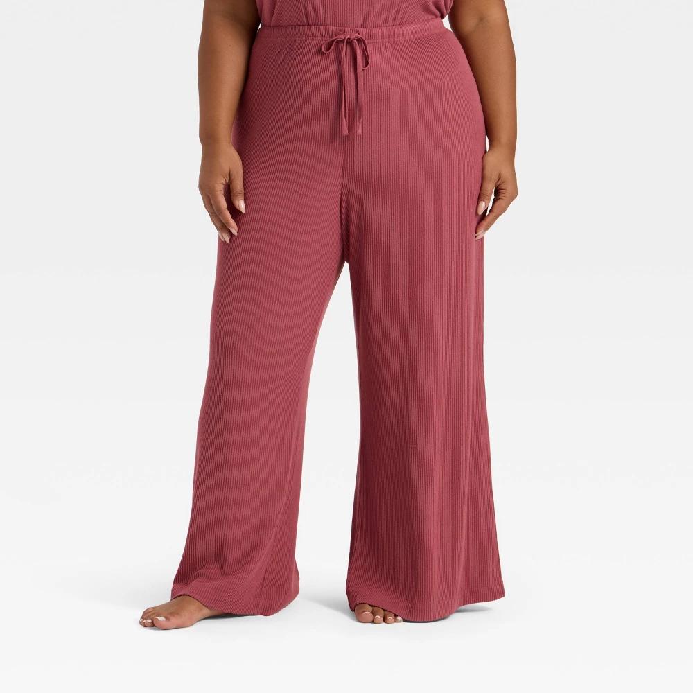 Women's Cozy Ribbed Wide Leg Pants - Auden™ Brown XS Product Image