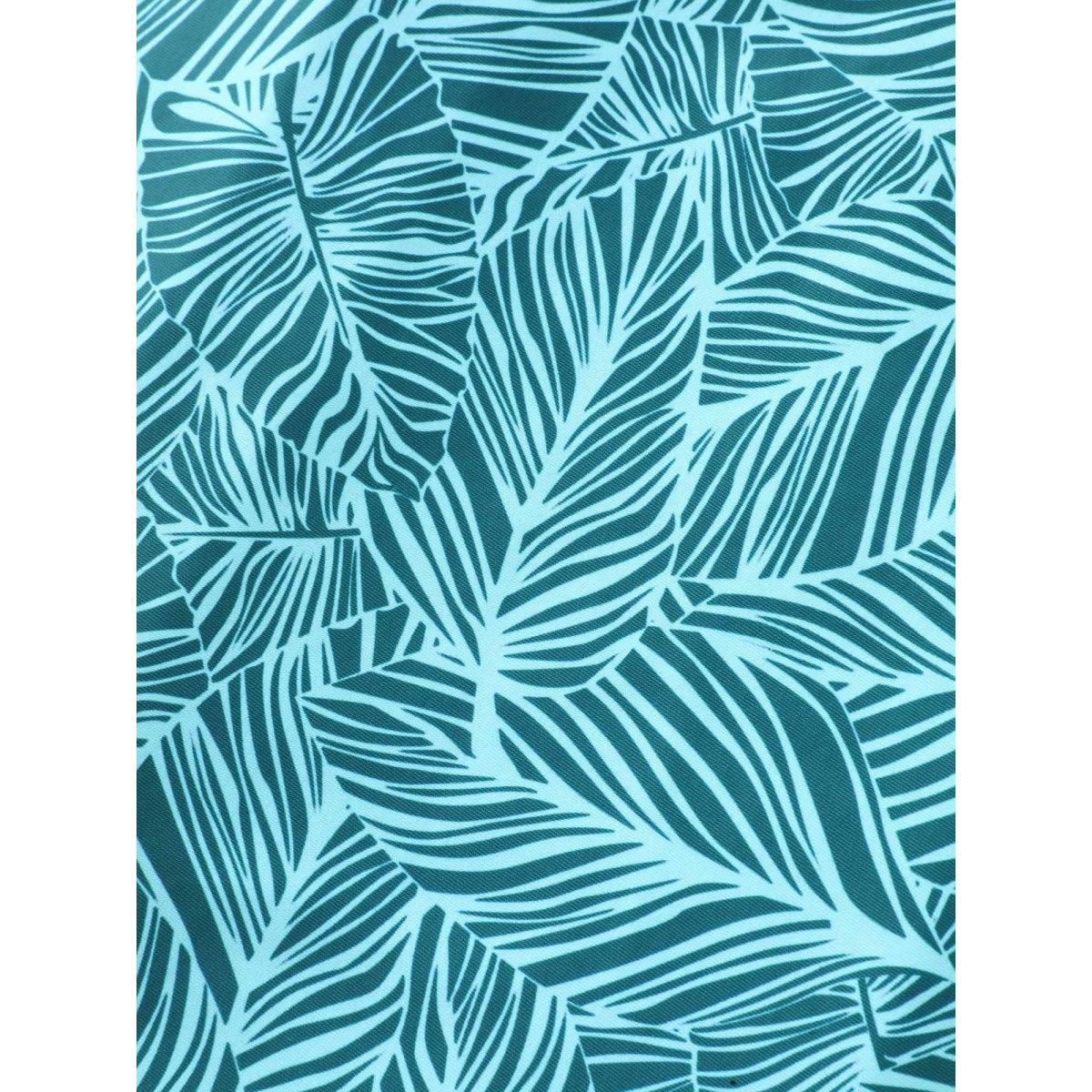 Plus Size Leafy Print Fit and Flare Swim Dress Women's Swimwear Cyan Resort Bodycon Overlap Collar High stretch Curve Swim Dresses BloomChic 12/L Product Image