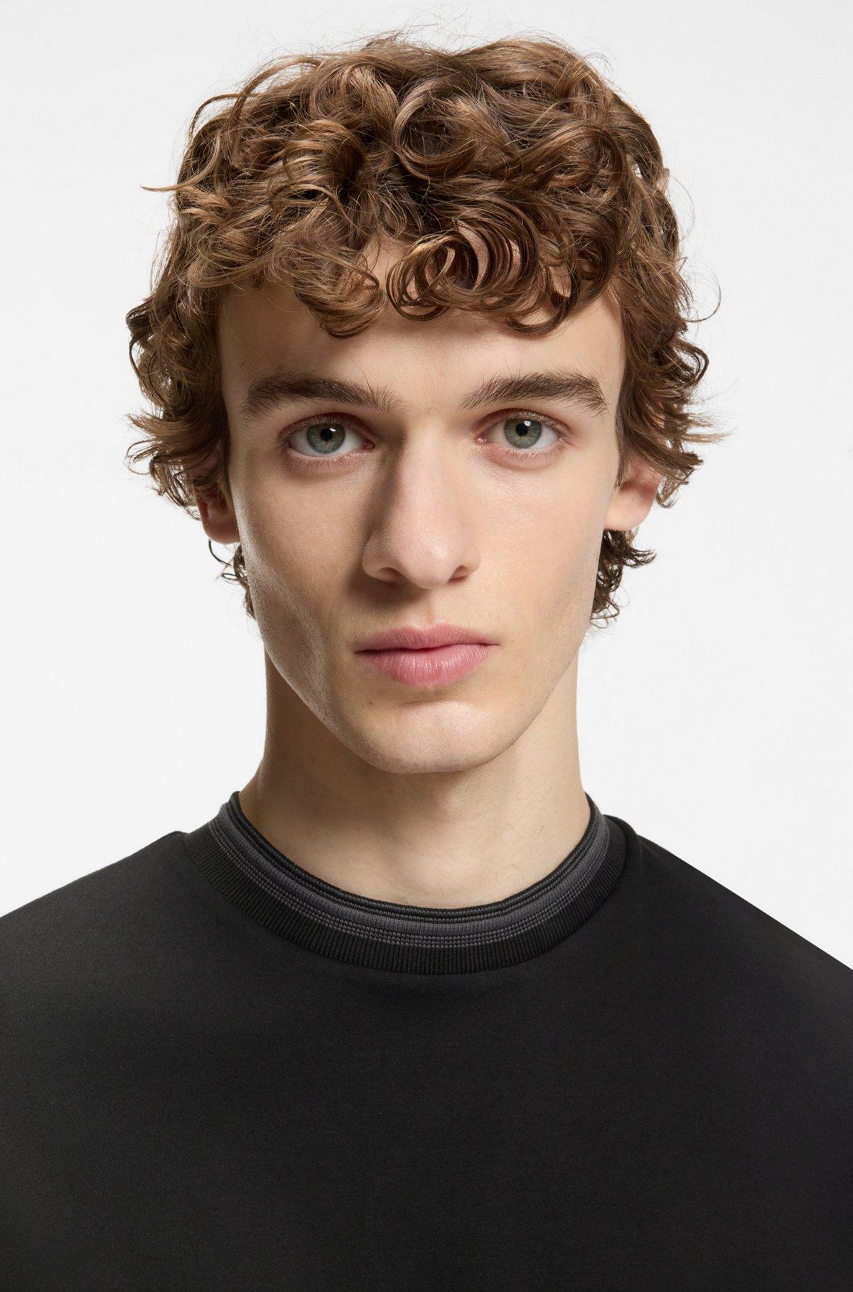 Contrast-tipping slim-fit T-shirt in mercerised cotton Product Image