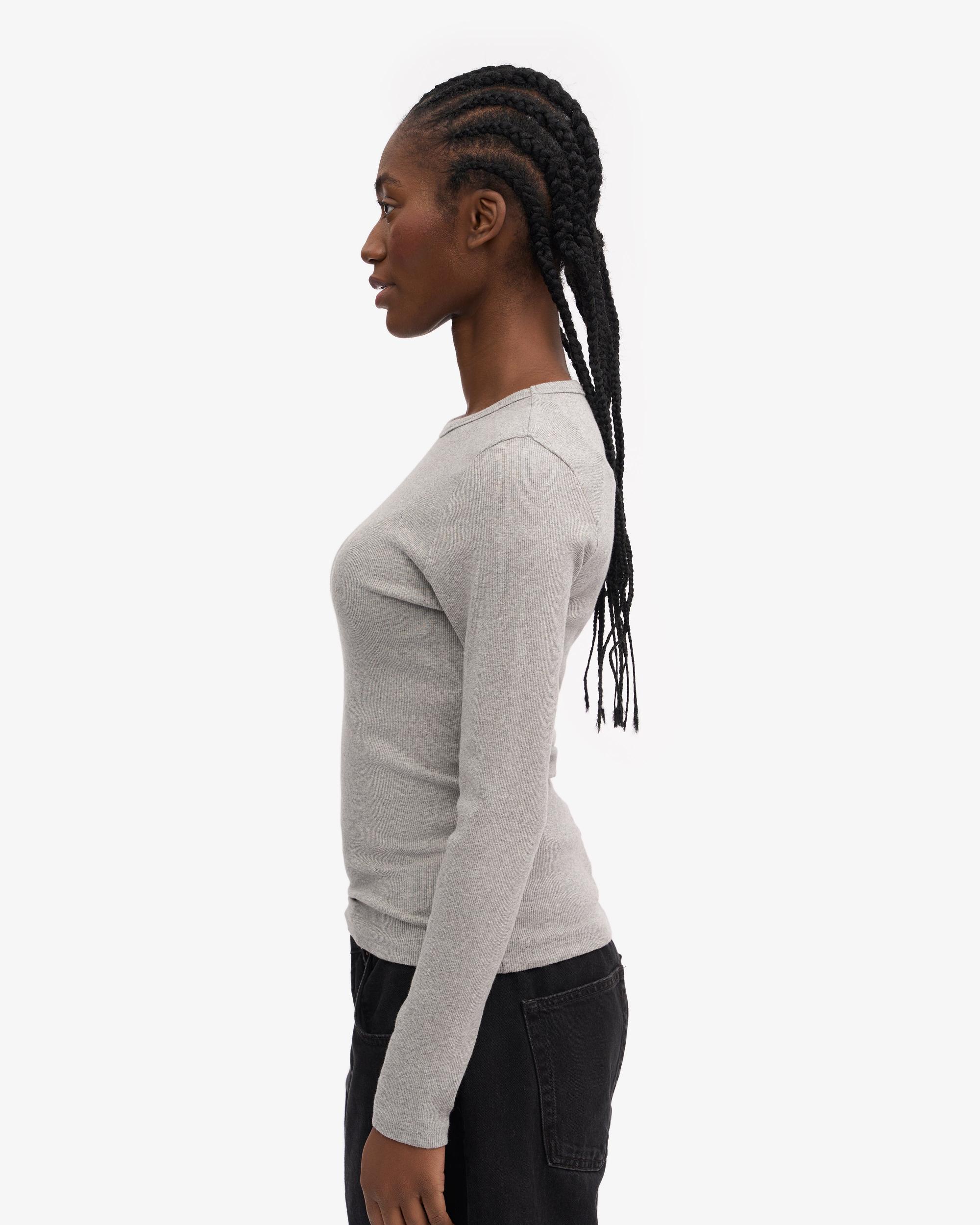 Women Organic Rib LS T-Shirt - Heather Grey Product Image