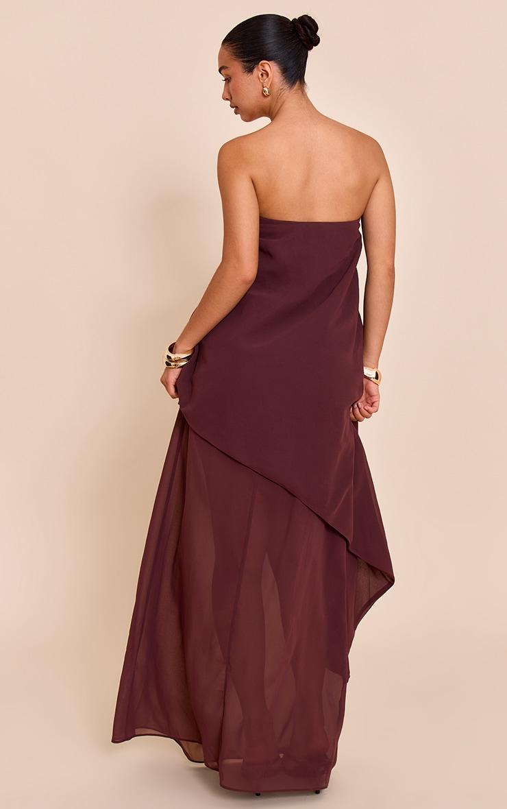 Chocolate Chiffon Bandeau Overlay Maxi Dress Product Image