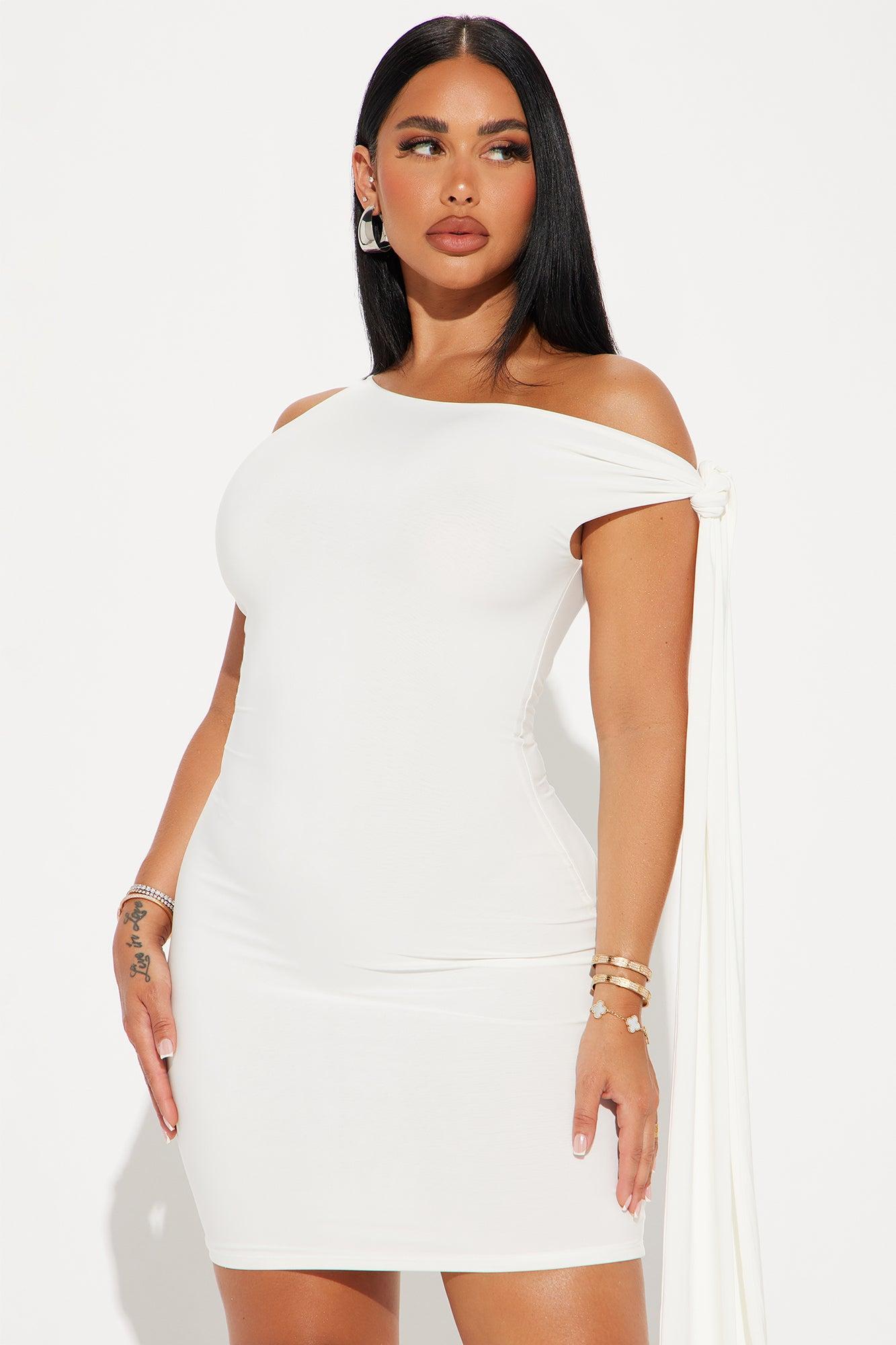 Olympia One Shoulder Mini Dress - White Product Image