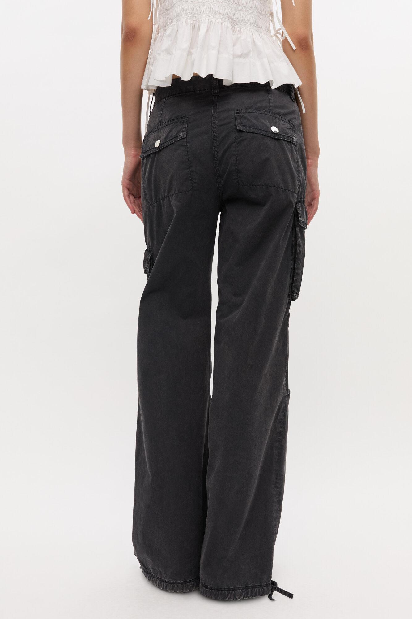 Black Washed Twill Pants Product Image