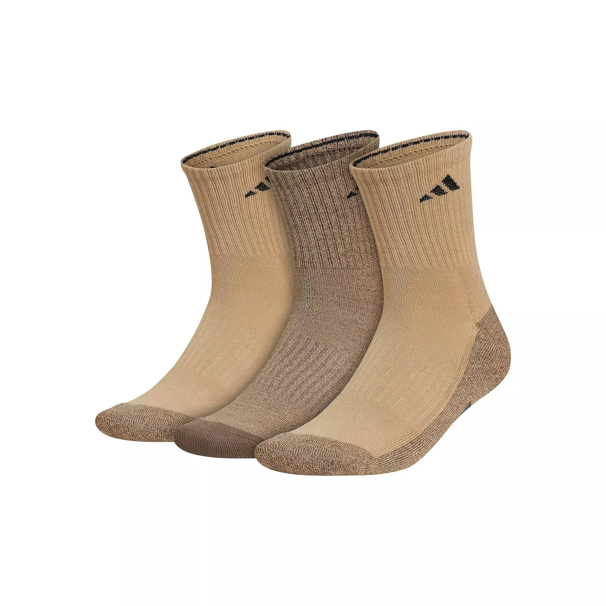 Men's adidas 3-pack Cushioned Mid-Crew Socks, Size: 6-12, Beige Cargo Black Product Image