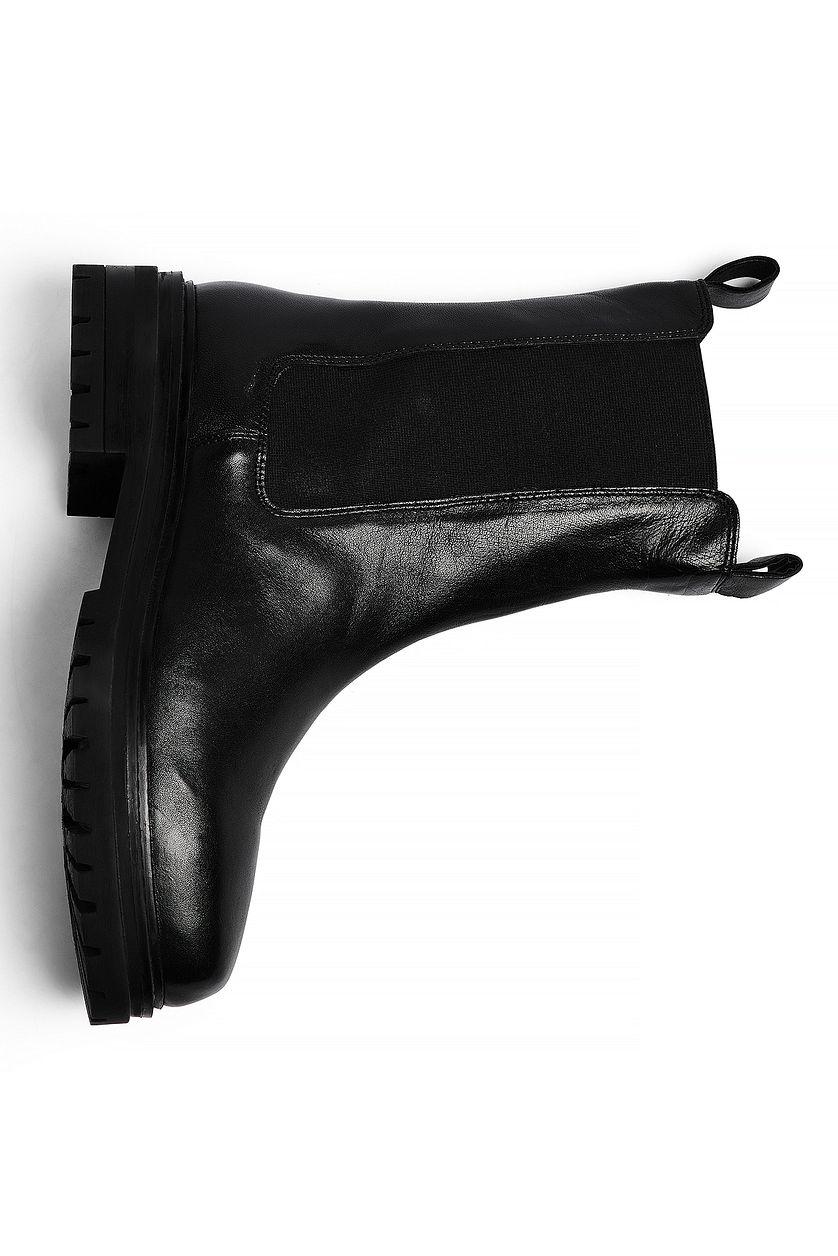 Leather Chunky Flat Sole Boots Product Image