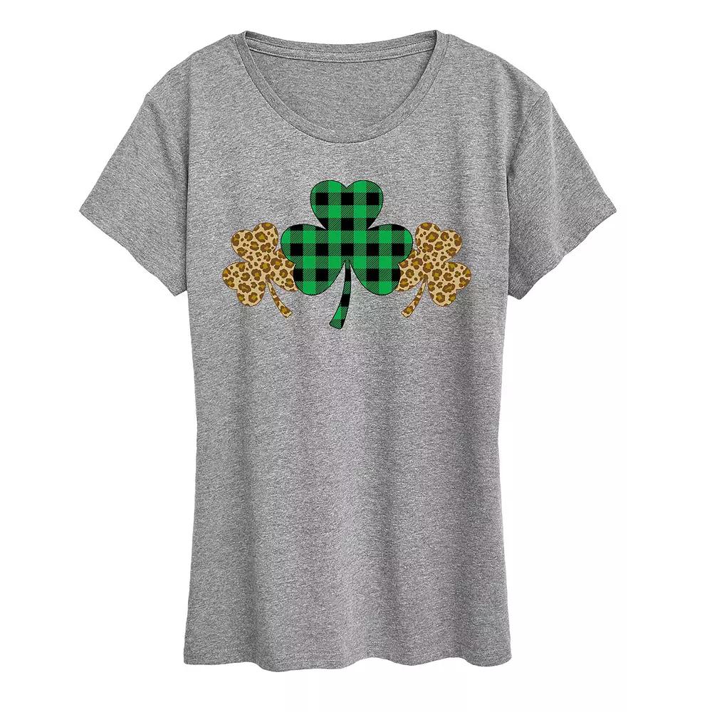 Women's Patterned Shamrocks Graphic Tee,  Product Image