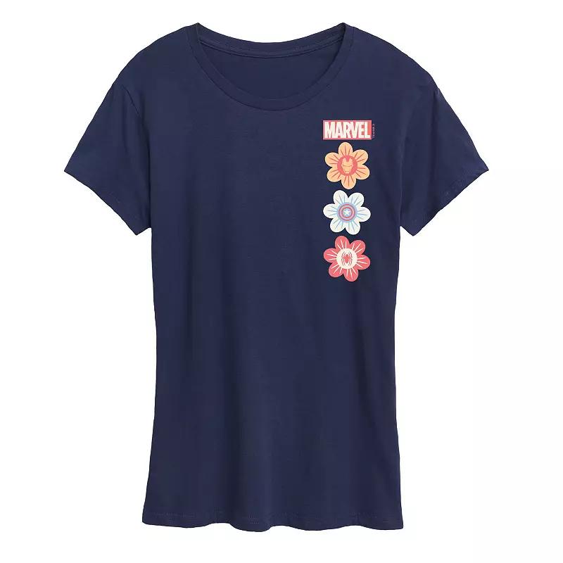 Women's Marvel Pastel Spring Flowers Graphic Tee,  Product Image