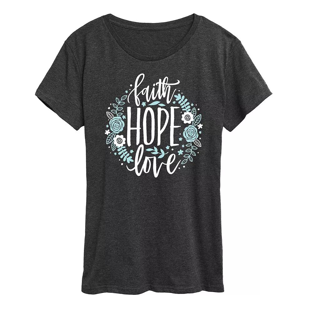 Women's Faith Hope Love Floral Graphic Tee,  Product Image