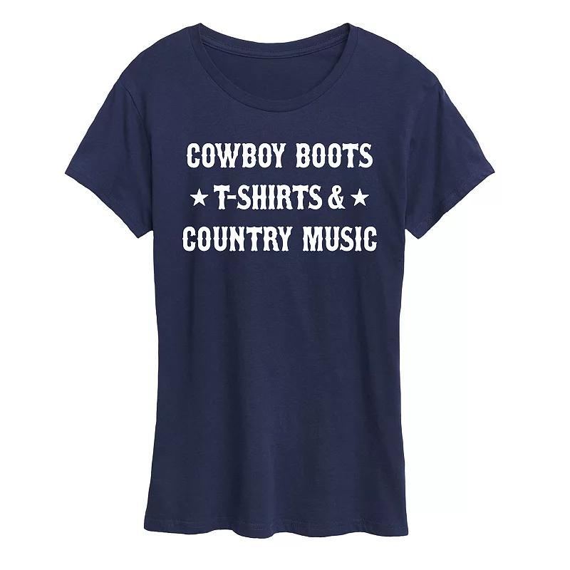Women's Cowboy Boots And Music Graphic Tee,  Product Image