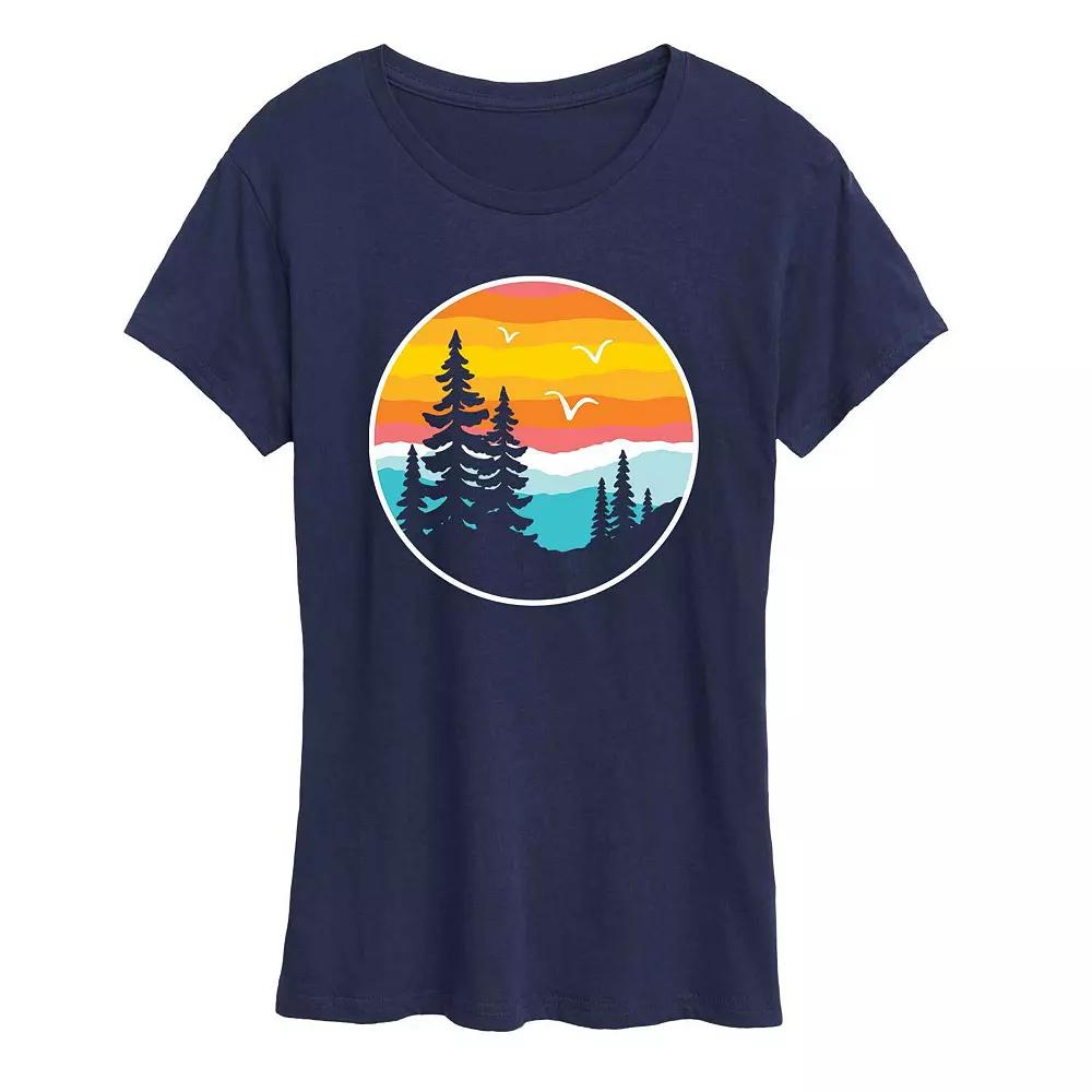 Women's Round Sunset Mountain Graphic Tee, Girl's,  Product Image