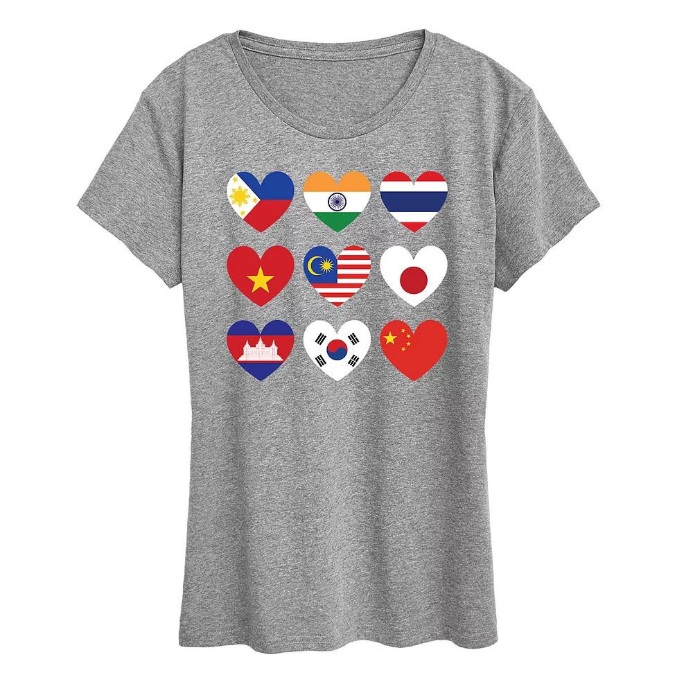 Women's AAPI Heart Flags Graphic Tee,  Product Image
