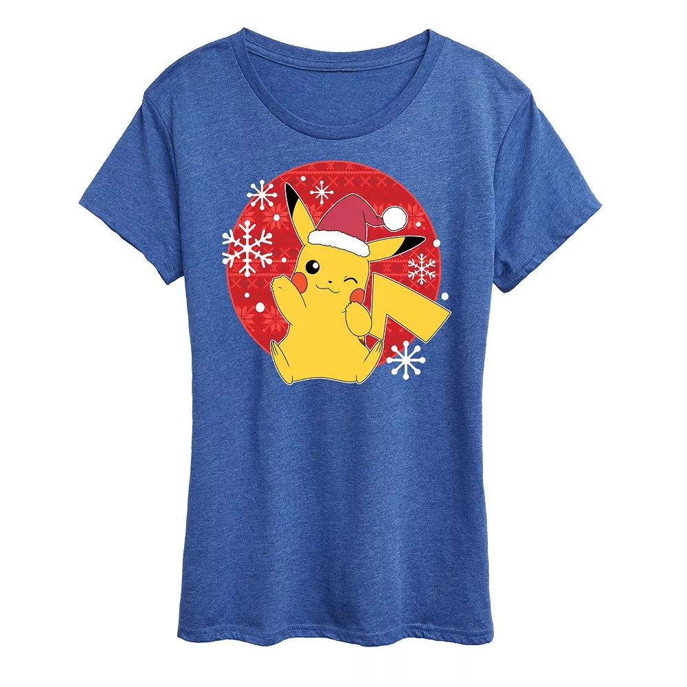 Womens Pokemon Pikachu Ugly Sweater Tee, Girls Heather Grey Product Image