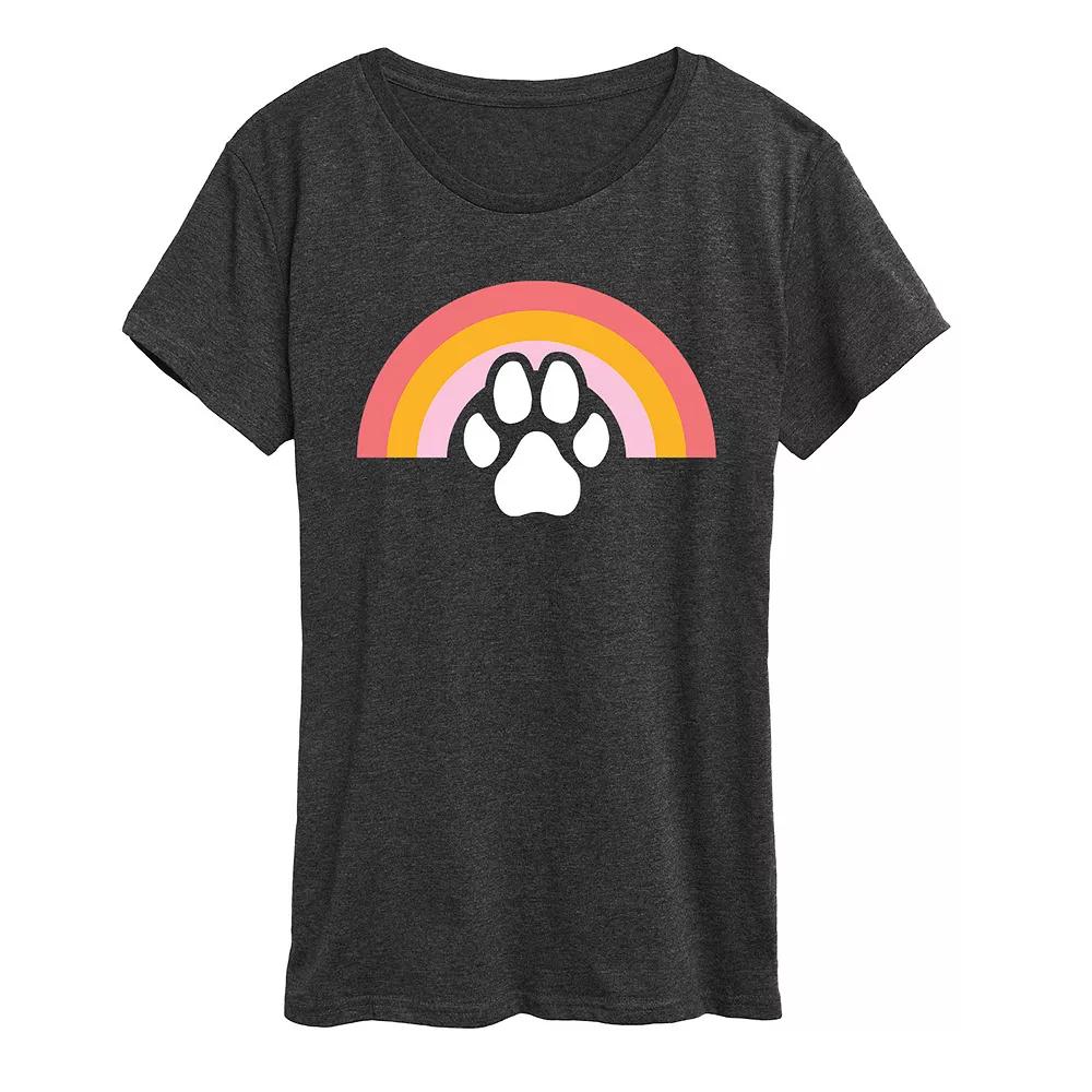 Women's Dog Paw Rainbow Graphic Tee,  Product Image