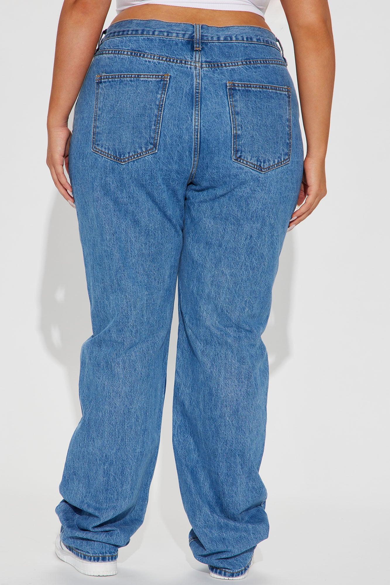 Tall Crossover Straight Leg Jeans - Medium Wash Product Image