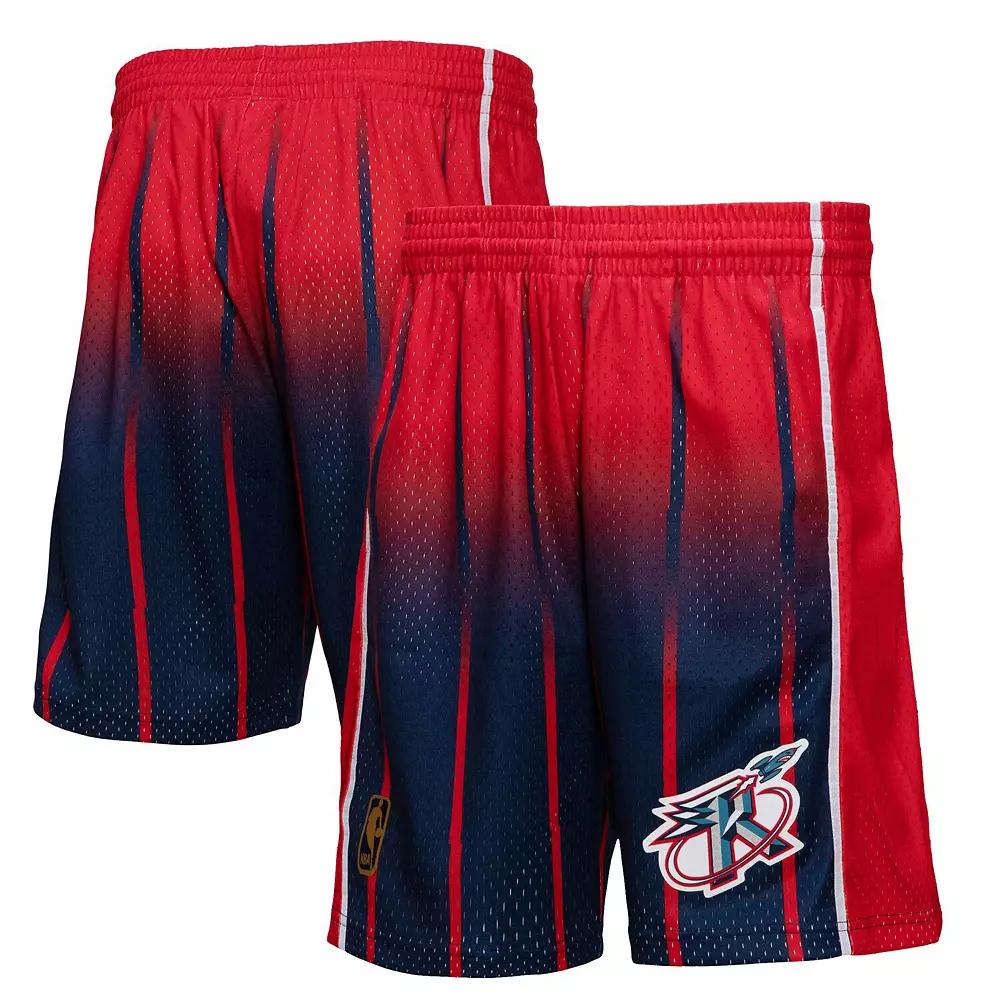 Men's Mitchell & Ness Red/Navy Houston Rockets 1996/97 Hardwood Classics Fadeaway Reload 3.0 Swingman Shorts, Size: Small Product Image