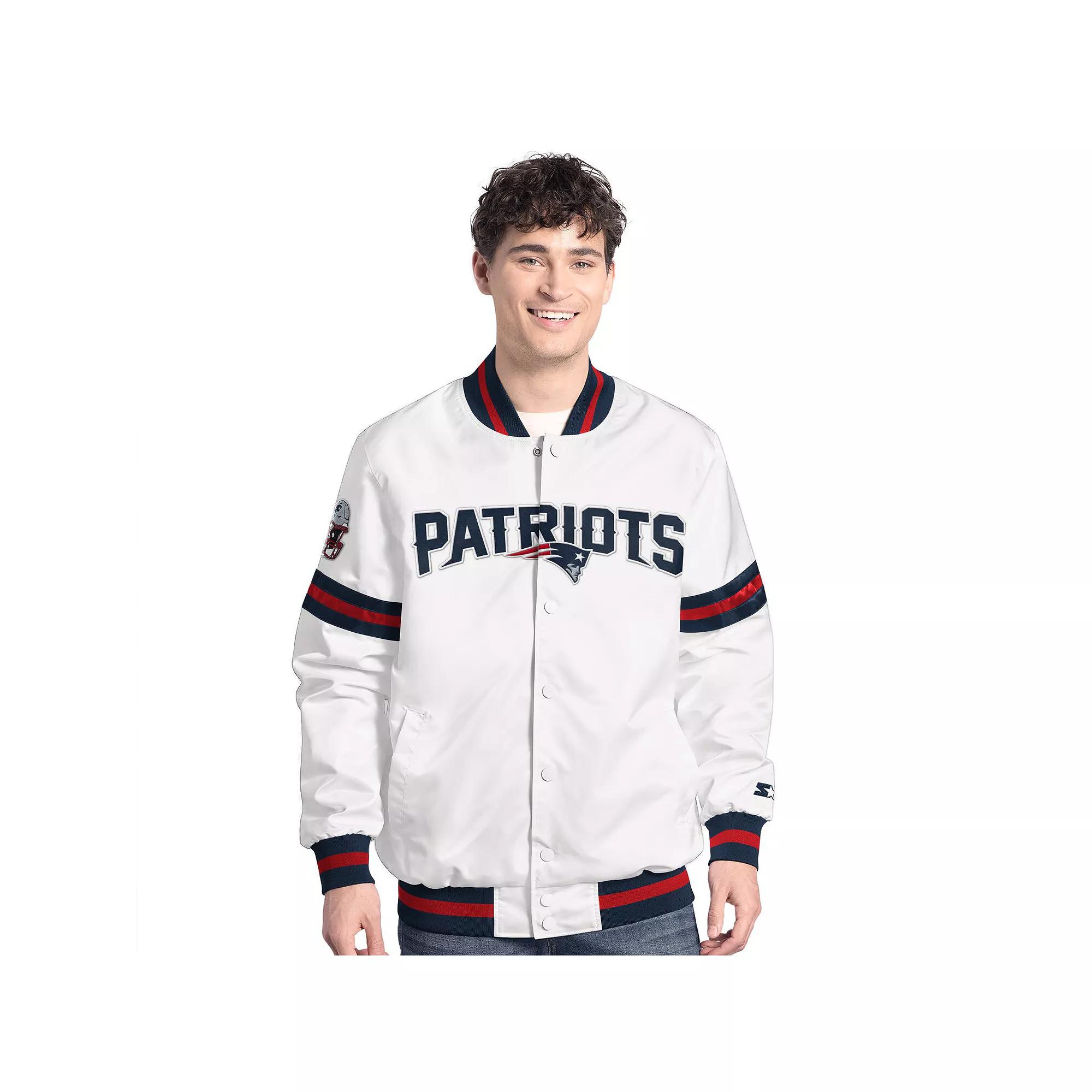 Men's Starter White New England Patriots Scout Full-Snap Varsity Jacket,  Product Image