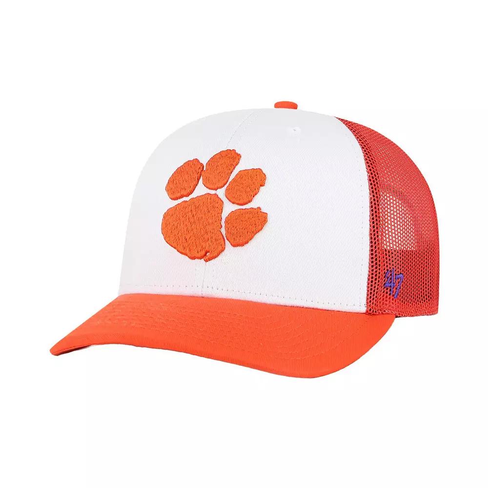 Men's '47 White/Orange Clemson Tigers Freshman Trucker Adjustable Hat Product Image