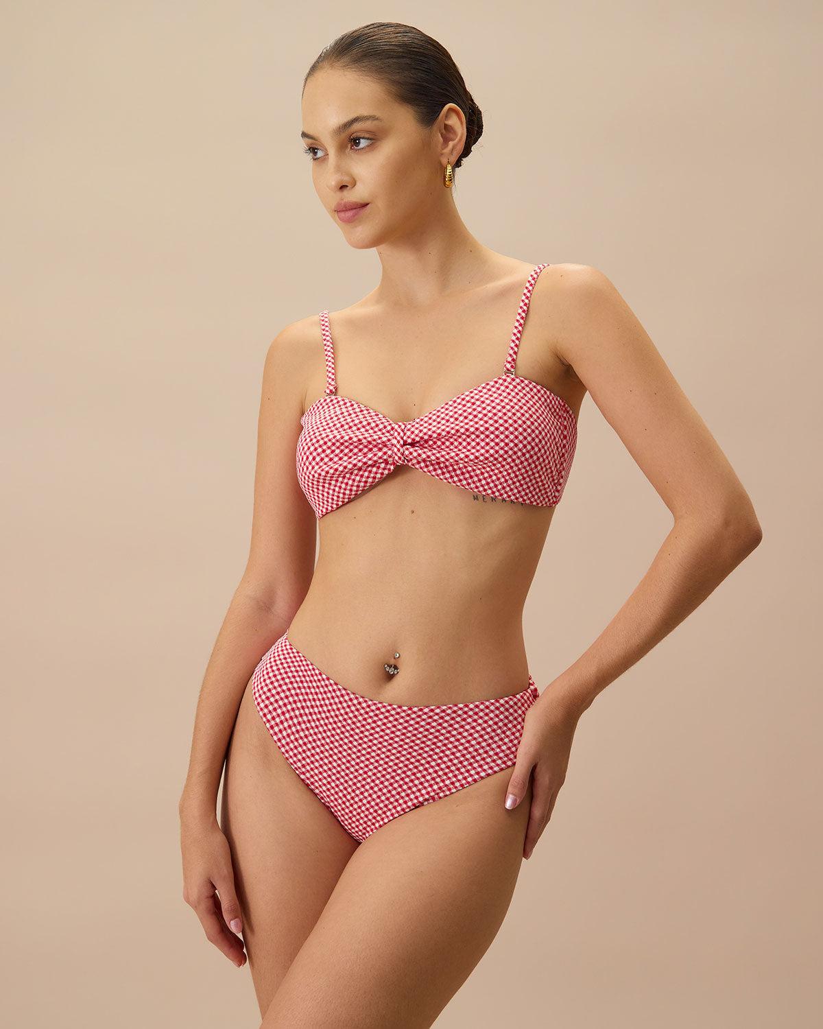 The Red Plaid Bikini Bottom Product Image