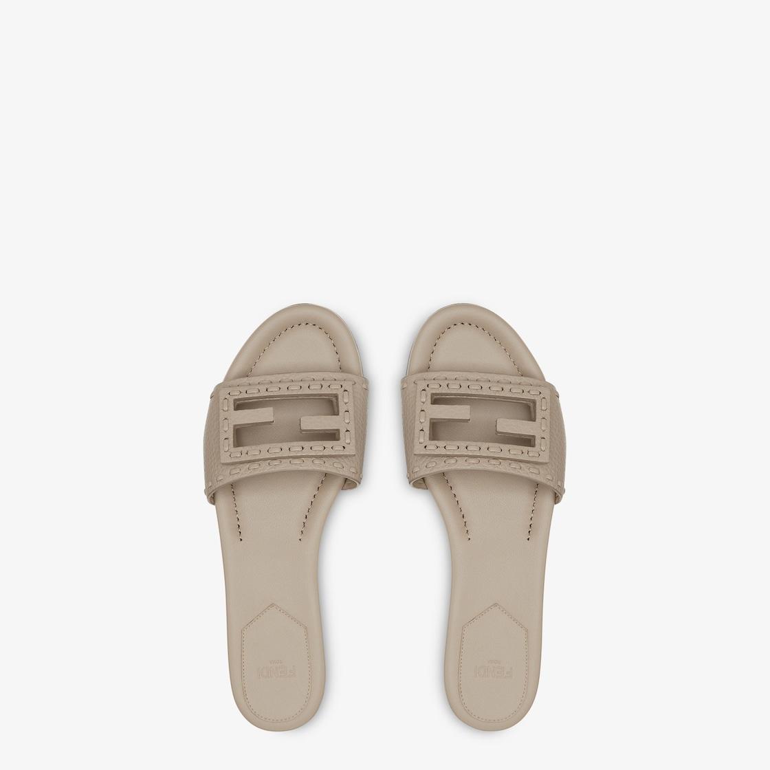 BaguetteDove gray leather slides Product Image