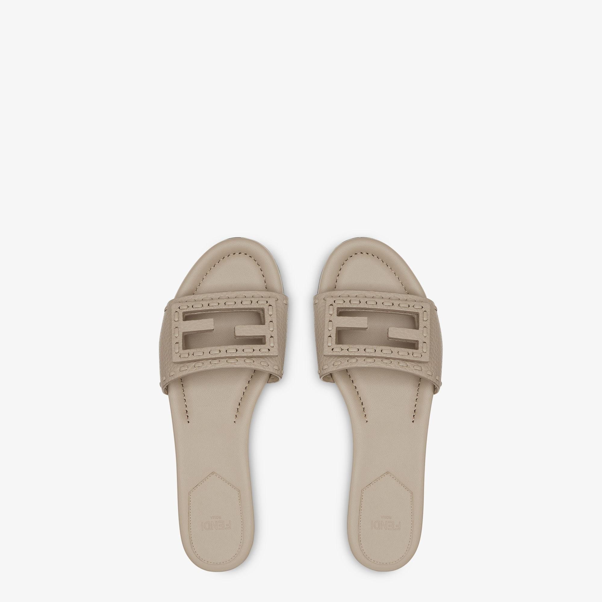 BaguetteDove gray leather slides Product Image