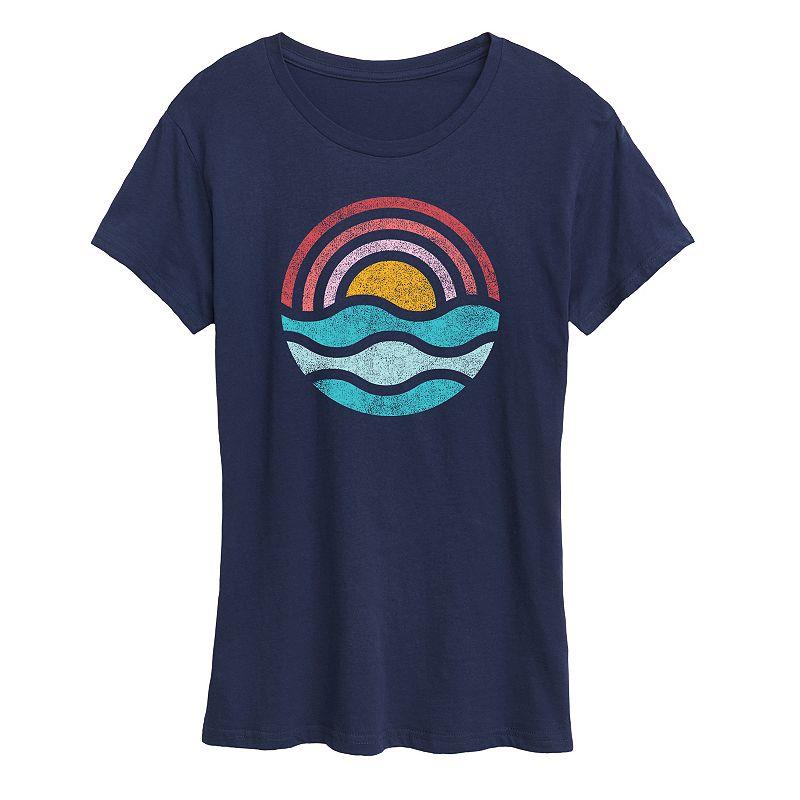 Women's Simple Sunset Waves Graphic Tee, Girl's,  Product Image