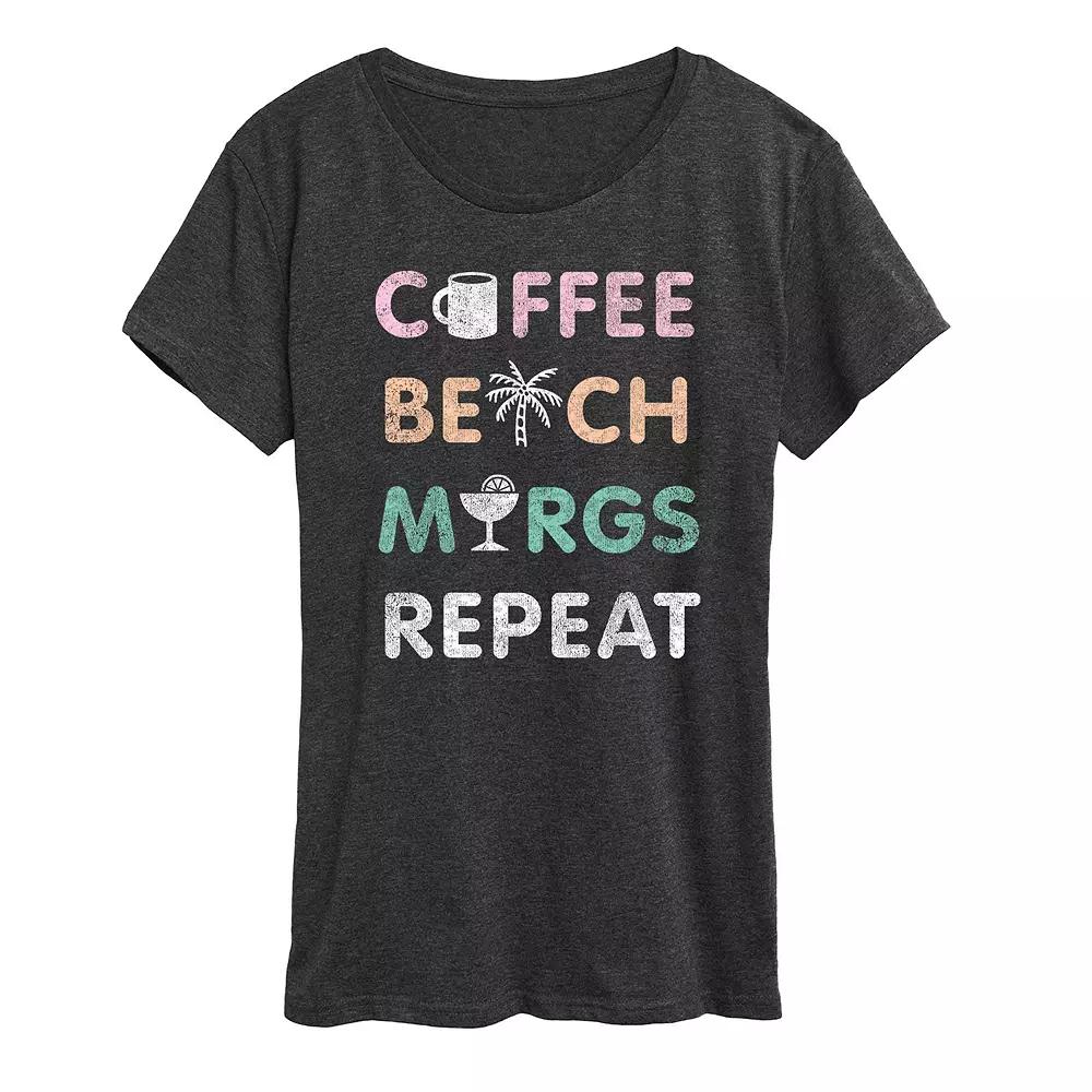 Women's Coffee Beach Repeat Graphic Tee,  Product Image