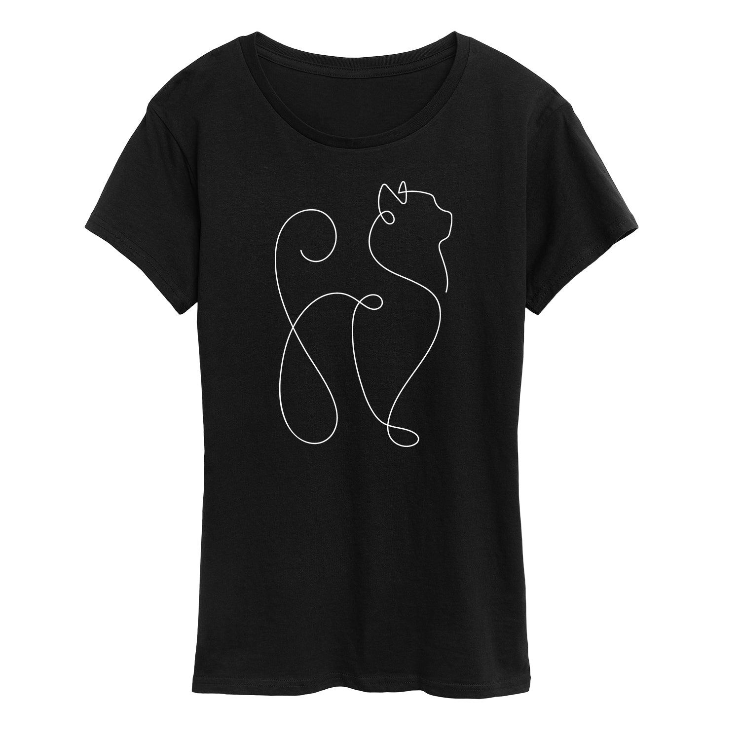 Women's White Line Cat Graphic Tee, Girl's,  Product Image