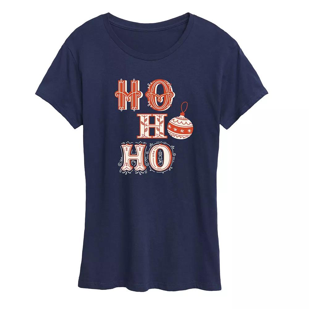 Women's "Ho Ho Ho" Vintage Christmas Graphic Tee, Girl's,  Product Image