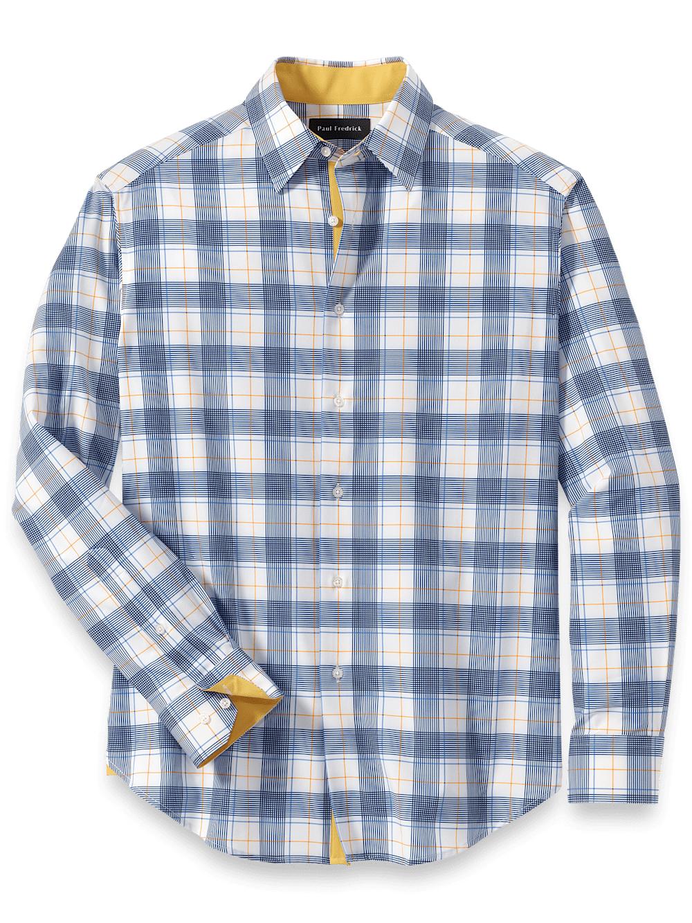 Performance Stretch Check Casual Shirt - Blue/yellow Product Image