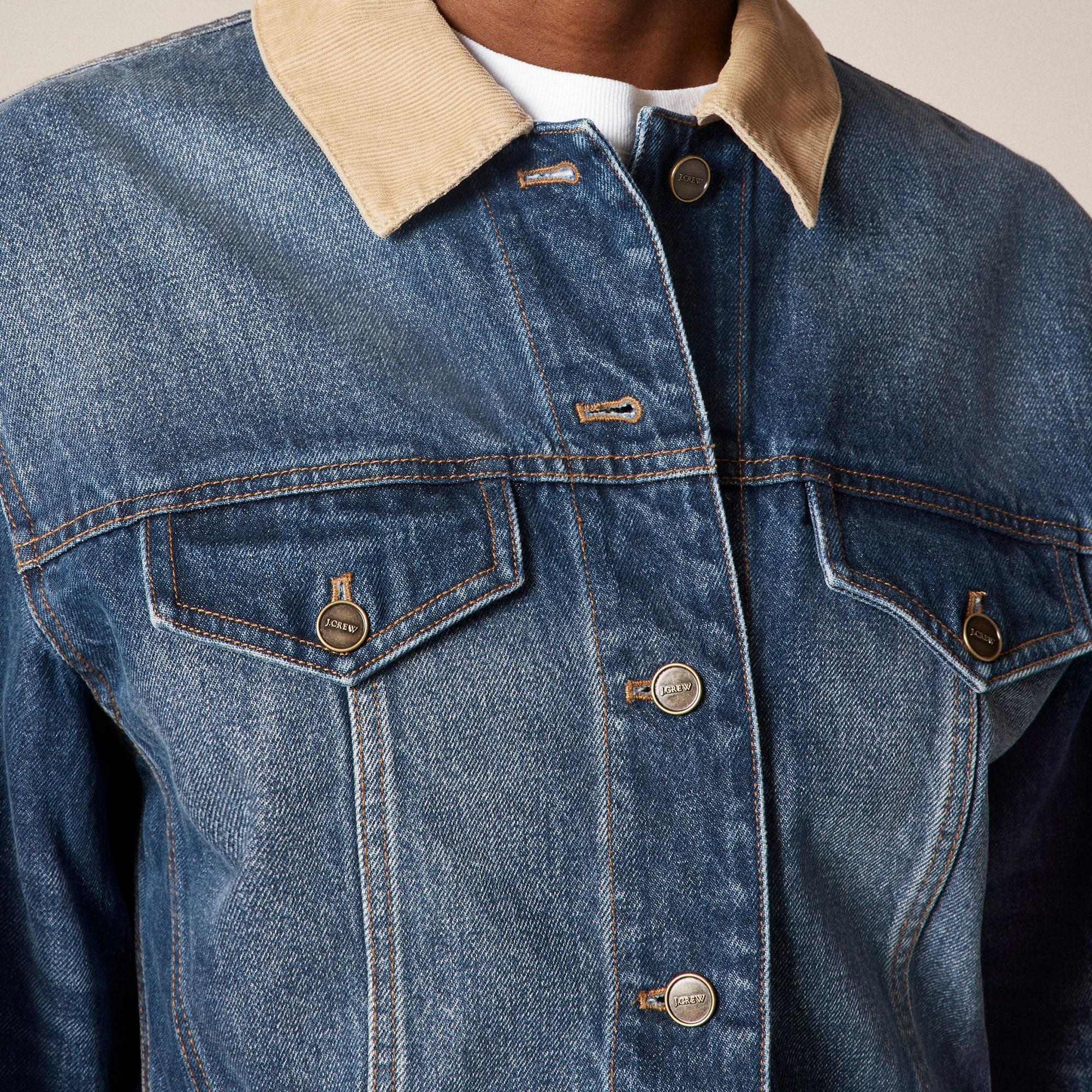 Oversized cropped trucker jacket in denim Product Image