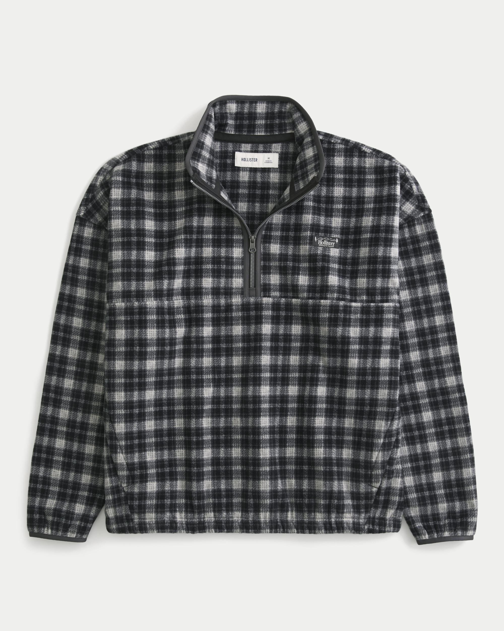 Thermal Fleece Plaid Half-Zip Sweatshirt Product Image