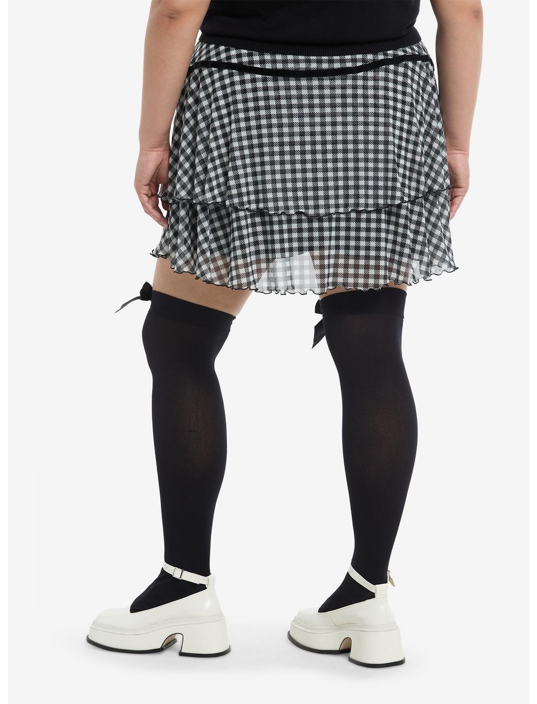 Black & White Gingham Mesh Mini Skirt Plus Size Product Image