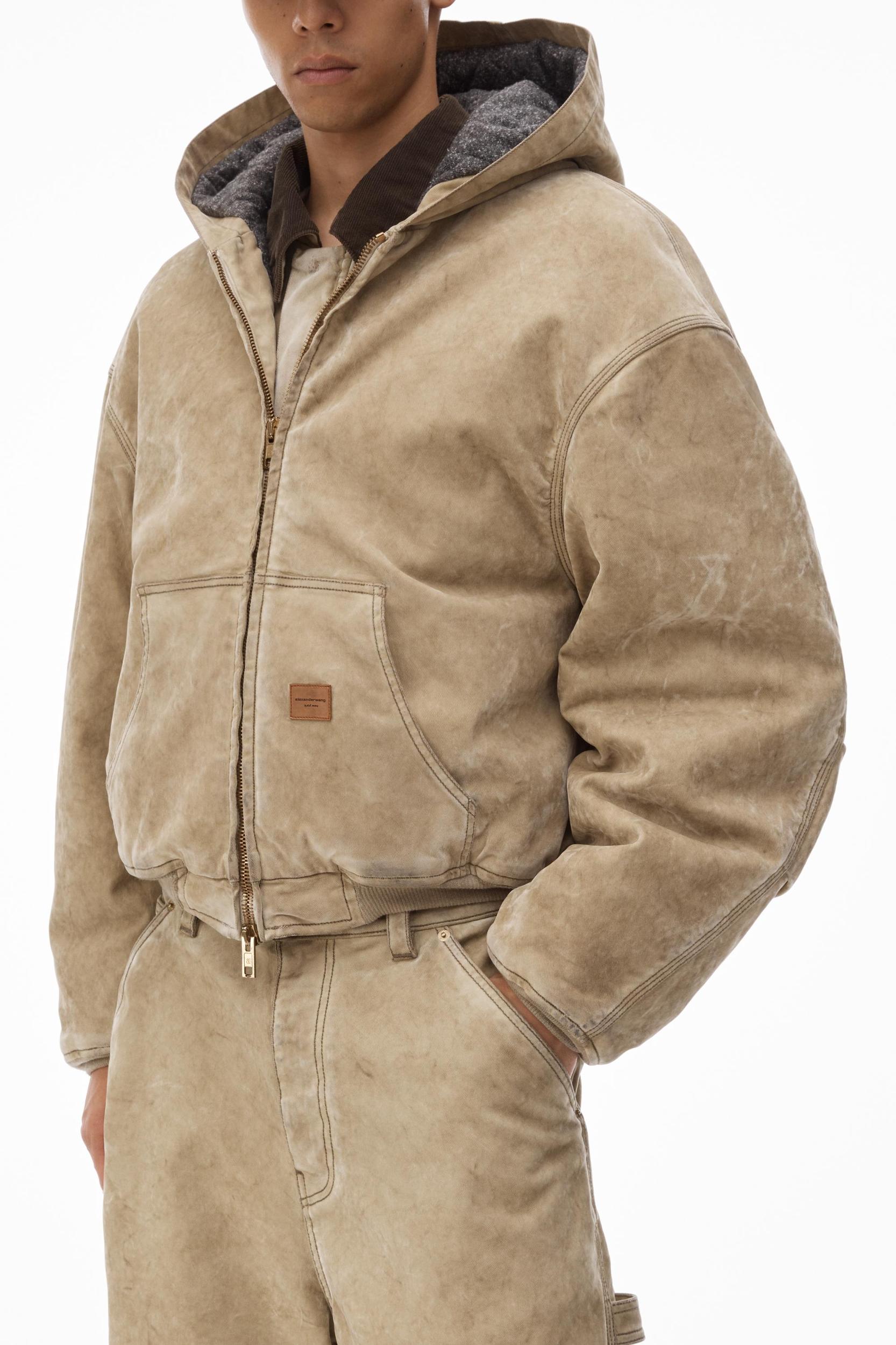 Hooded Workwear Jacket With Weathered Flocking Product Image