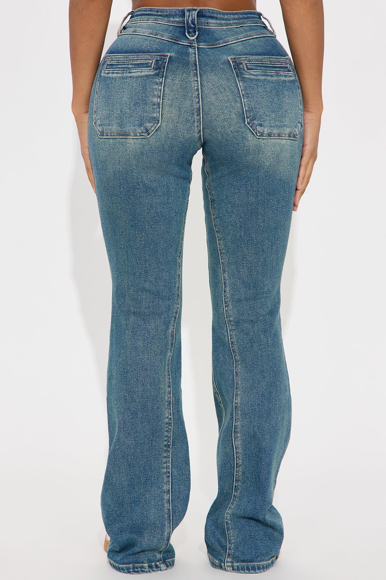 Giving Off Vibes Stretch Flare Jeans - Dark Wash Product Image