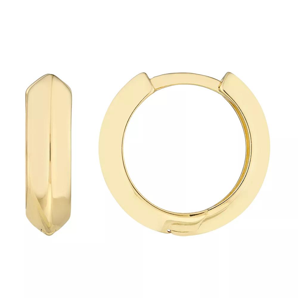 14k Gold Knife Edge Huggie Hoop Earrings, Women's Product Image