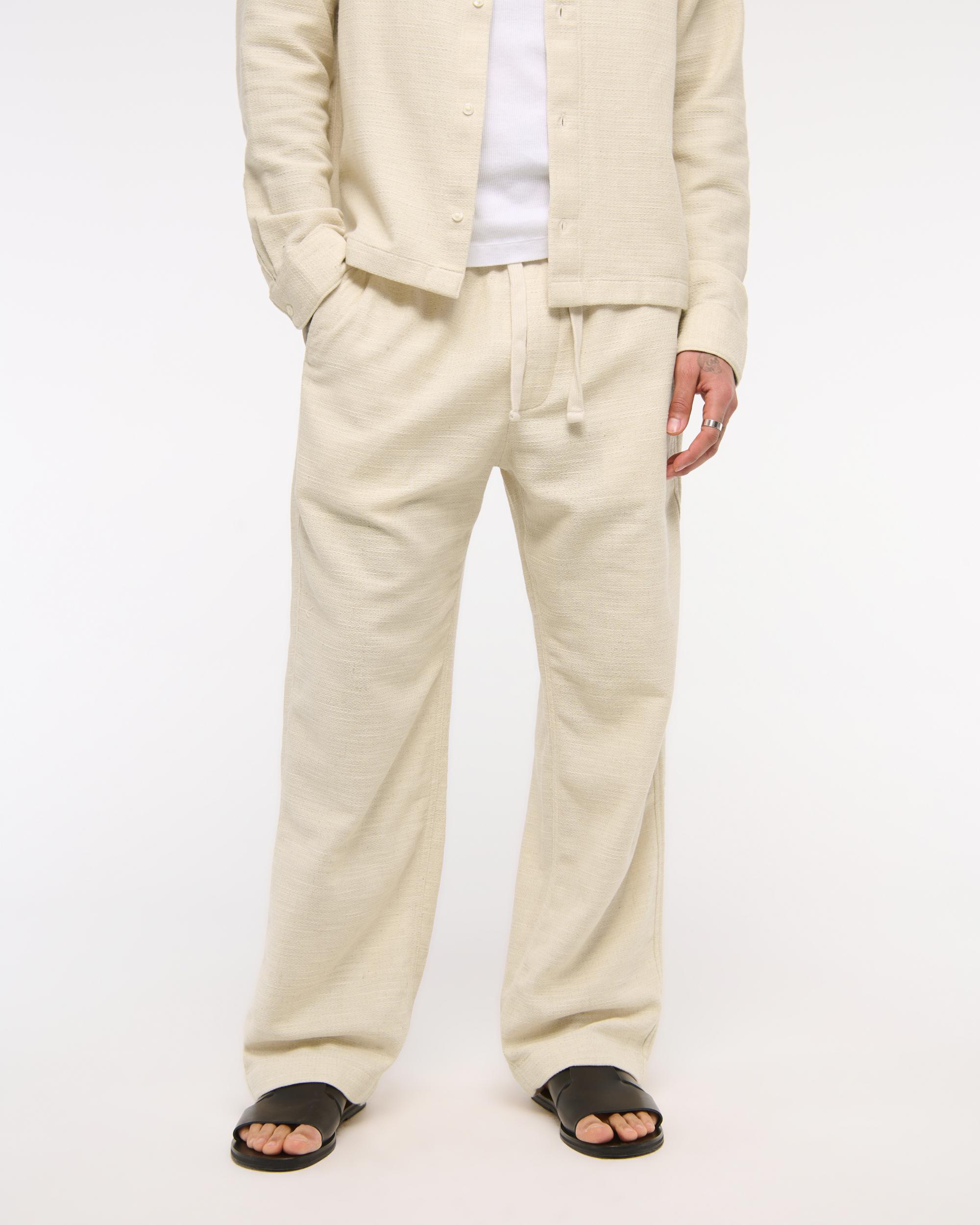 Baggy Cotton Texture Pull-On Pant Product Image