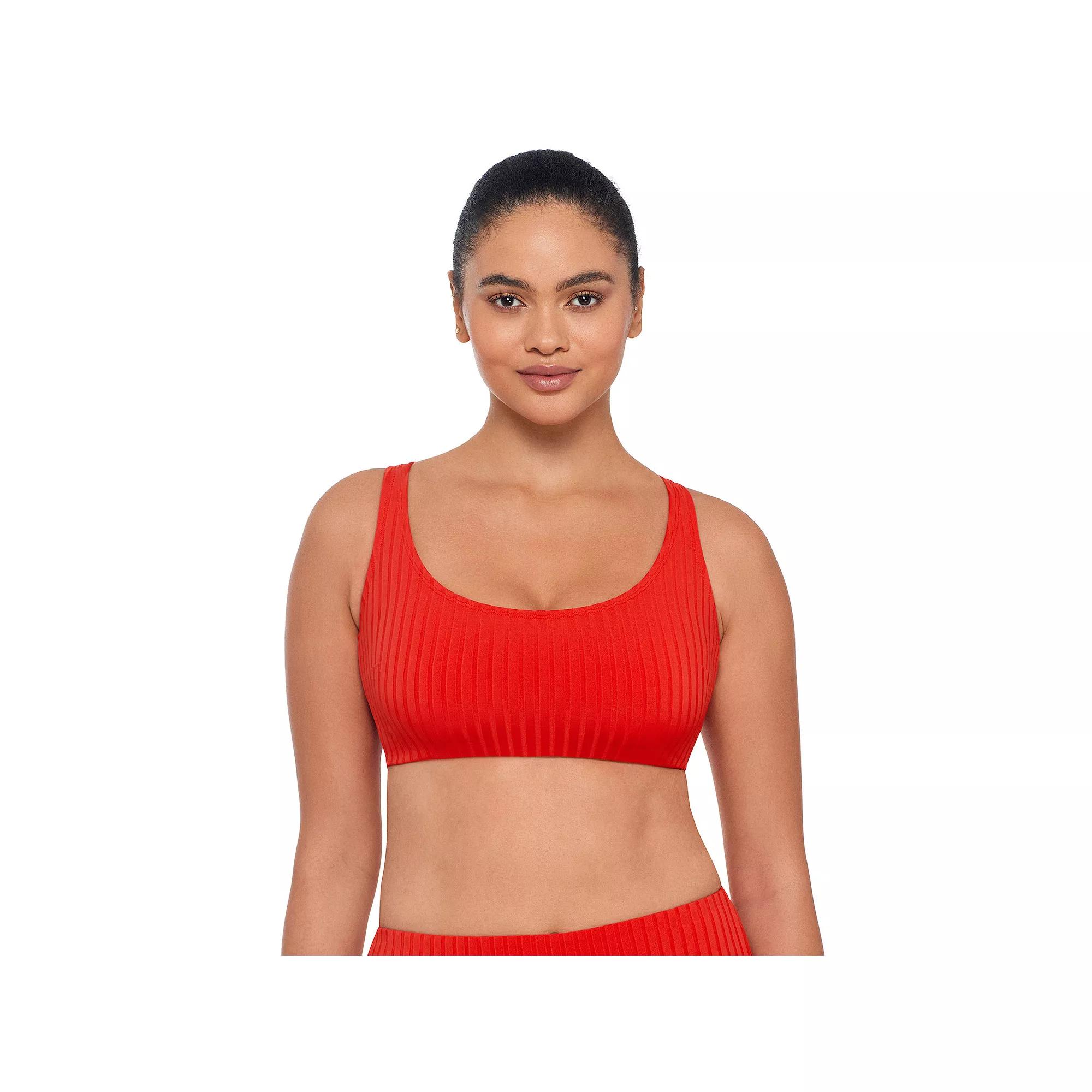 Women’s S3 Swim Sculpting Ribbed Scoopneck Crossback Bralette Bikini Top, Women's,  Product Image