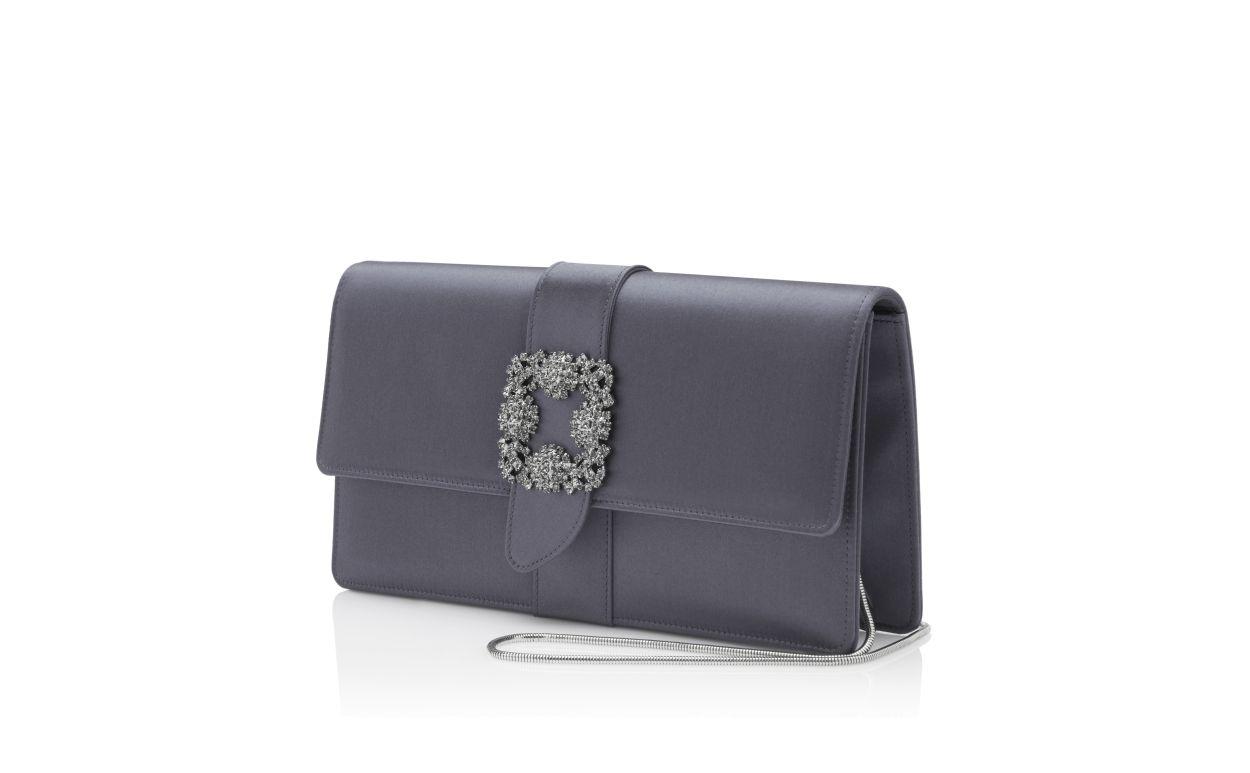 CAPRI Purple Grey Satin Jewel Buckle Clutch Product Image