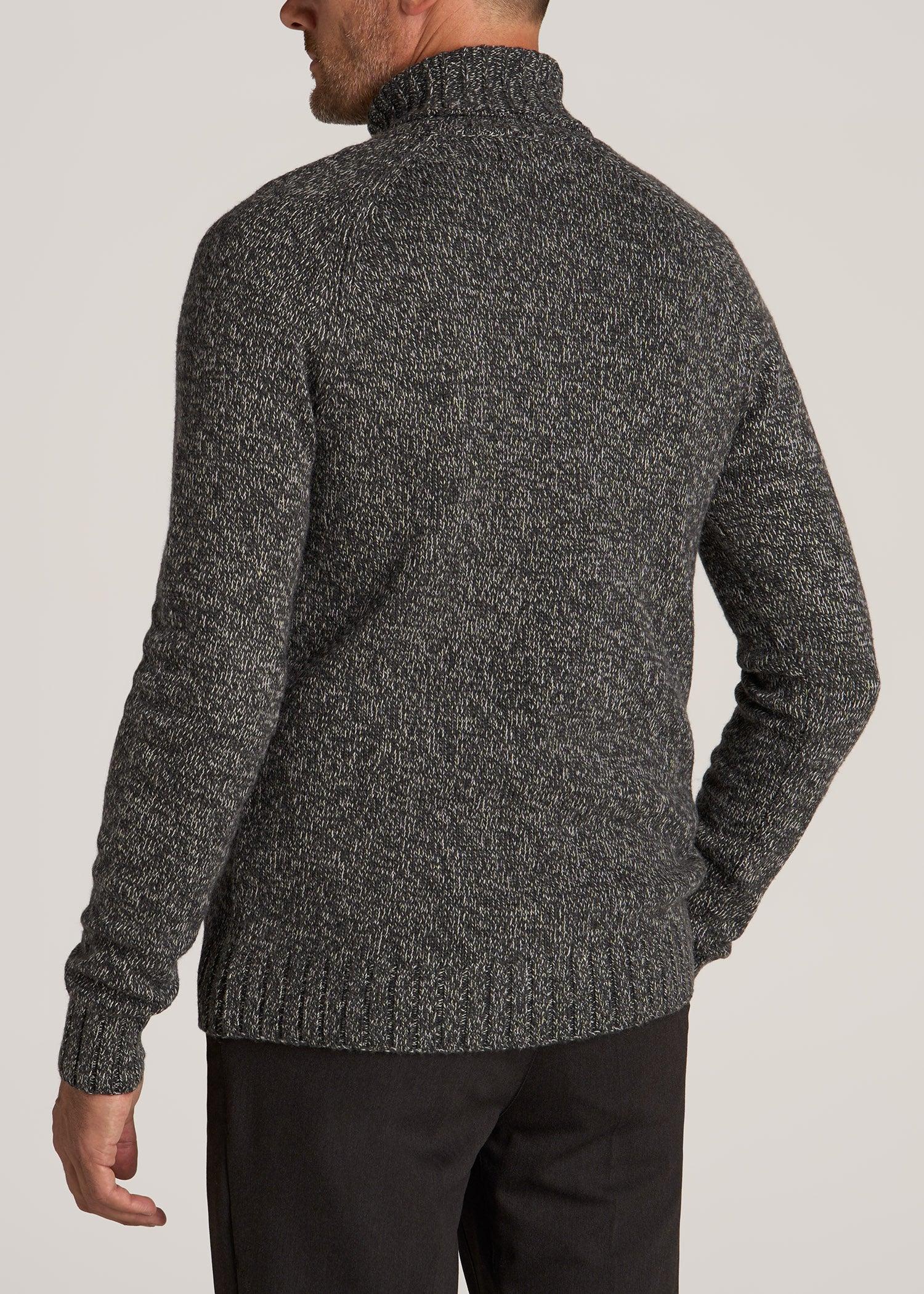 Wool Blend Marled Men's Tall Turtleneck in Charcoal Multi Product Image