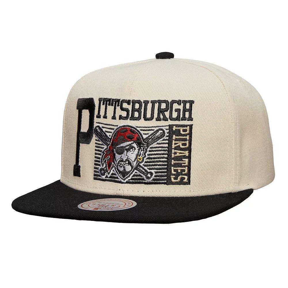 Men's Mitchell & Ness Cream Pittsburgh Pirates Cooperstown Collection Speed Zone Snapback Hat, Beige Product Image